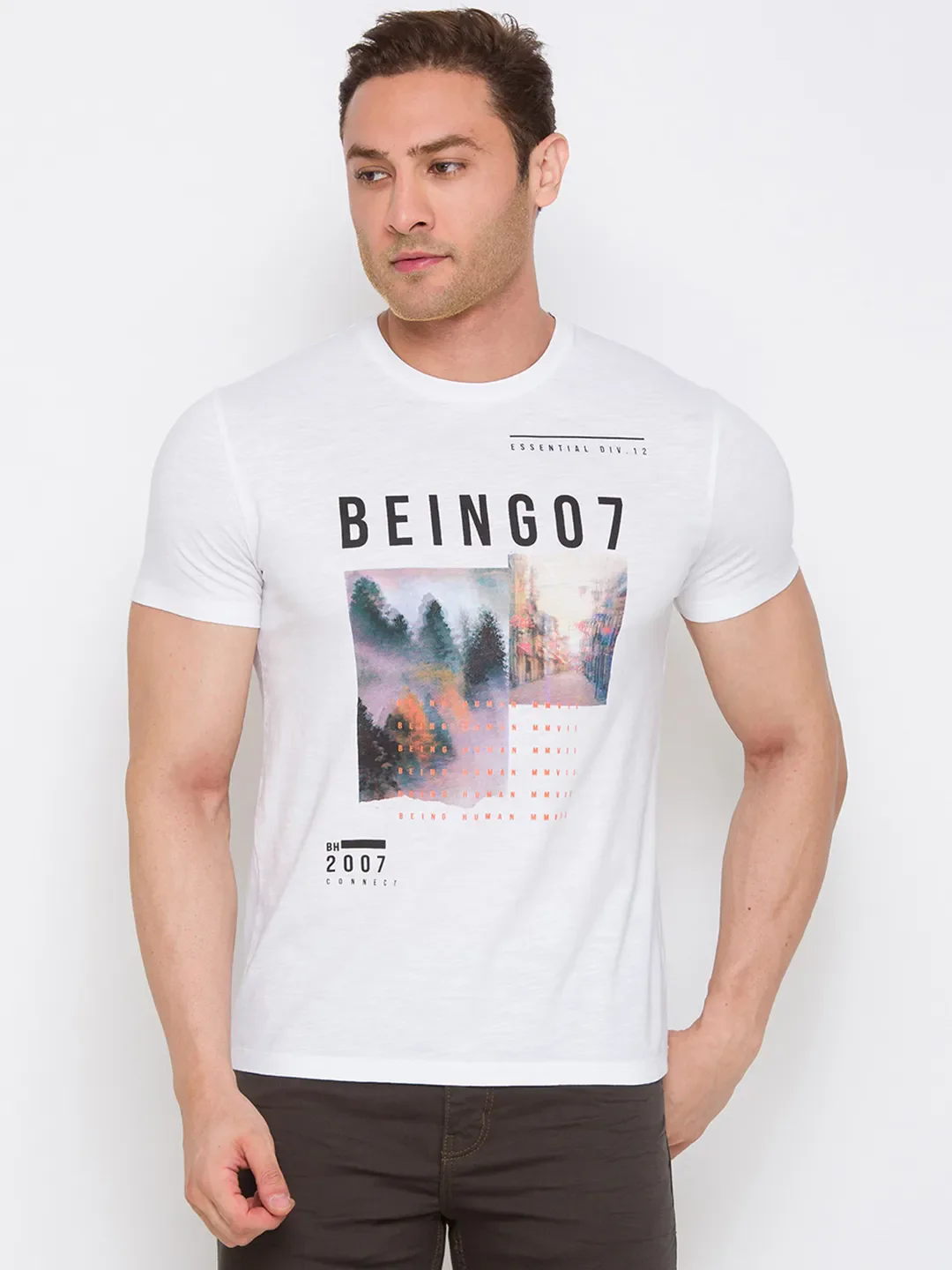 White Regular Fit Men's Short Sleeves T-Shirt by Being Human Clothing - Image 8