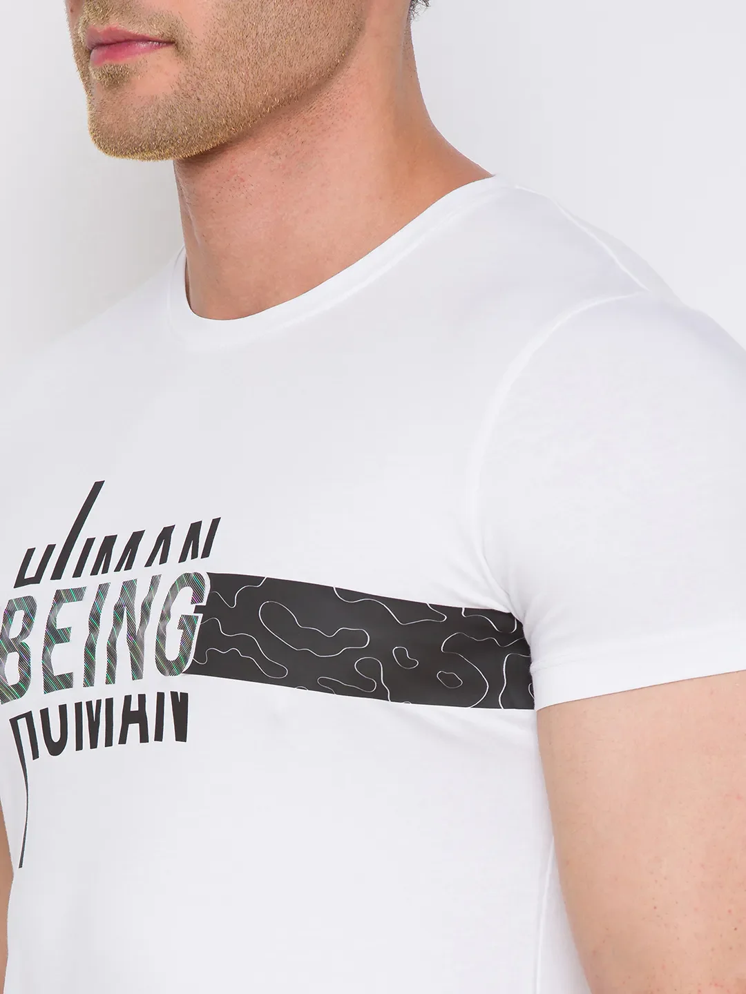 White Regular Fit Men's Short Sleeves T-Shirt by Being Human Clothing - Image 4