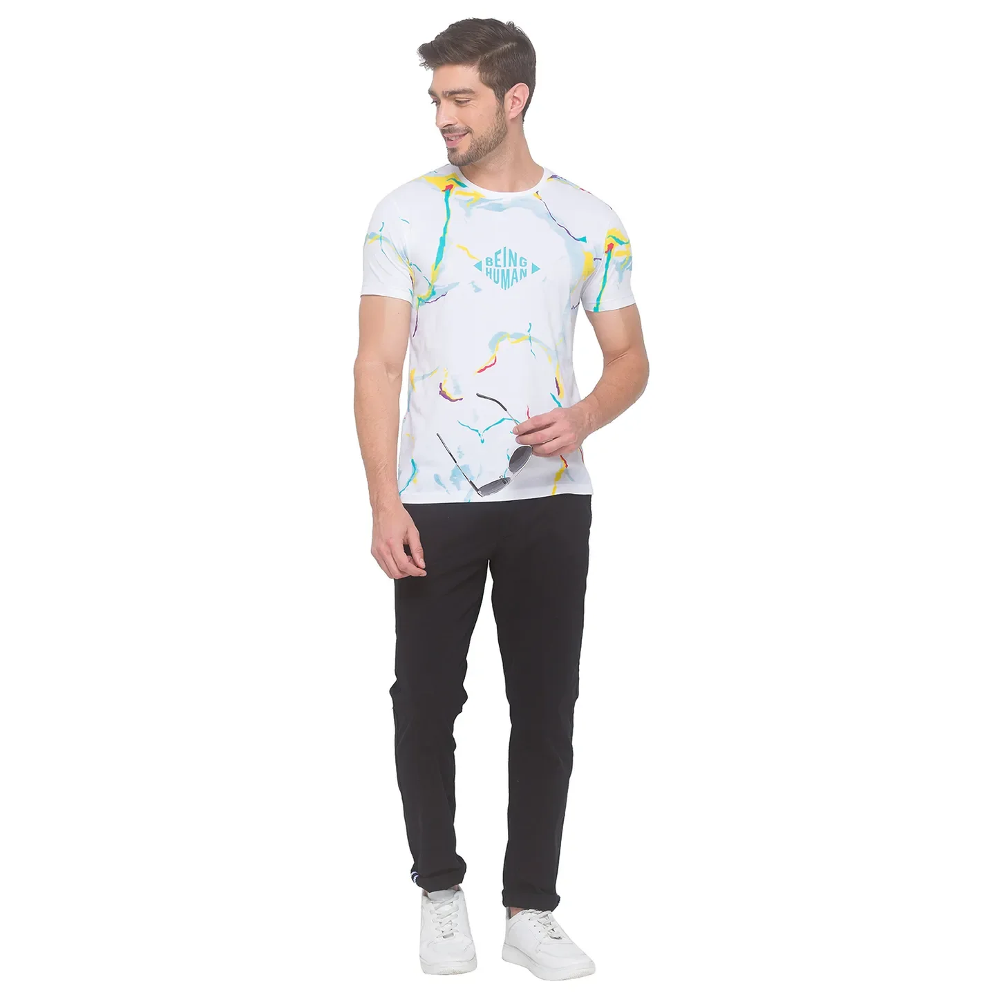 White Regular Fit Men's Short Sleeves T-Shirt by Being Human Clothing - Image 2