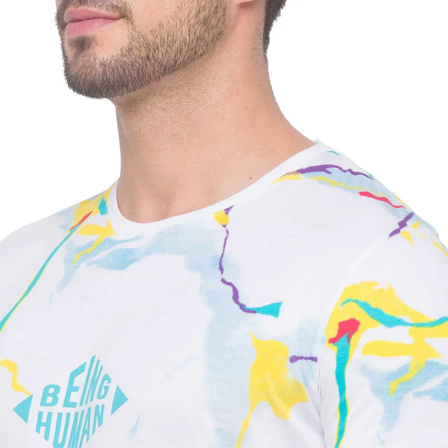 White Regular Fit Men's Short Sleeves T-Shirt by Being Human Clothing - Image 5