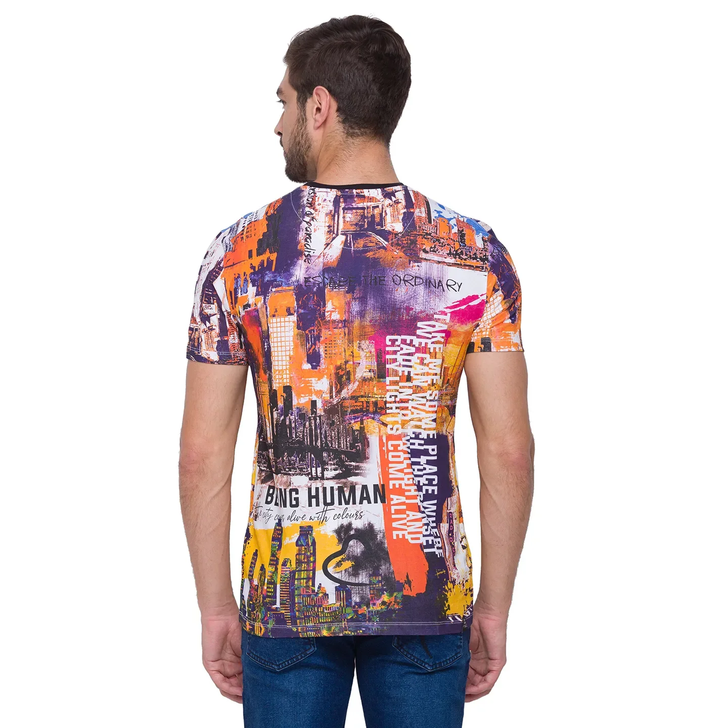 White Regular Fit Round Neck Men's T-Shirt by Being Human Clothing - Image 3