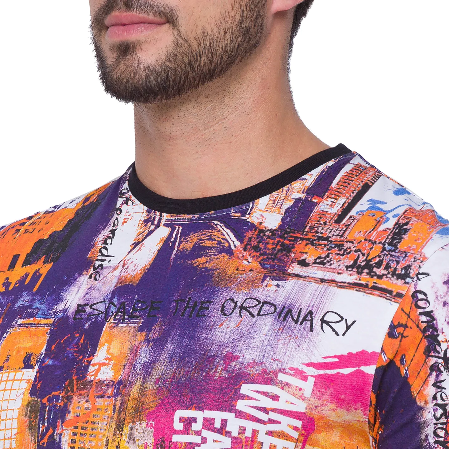 White Regular Fit Round Neck Men's T-Shirt by Being Human Clothing - Image 4