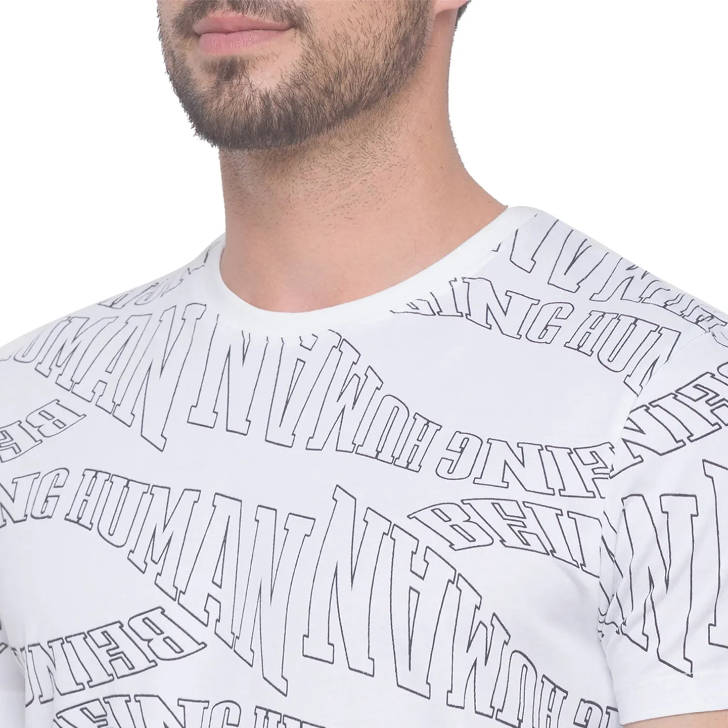 White Regular Fit Round Neck Men's T-Shirt by Being Human Clothing - Image 3