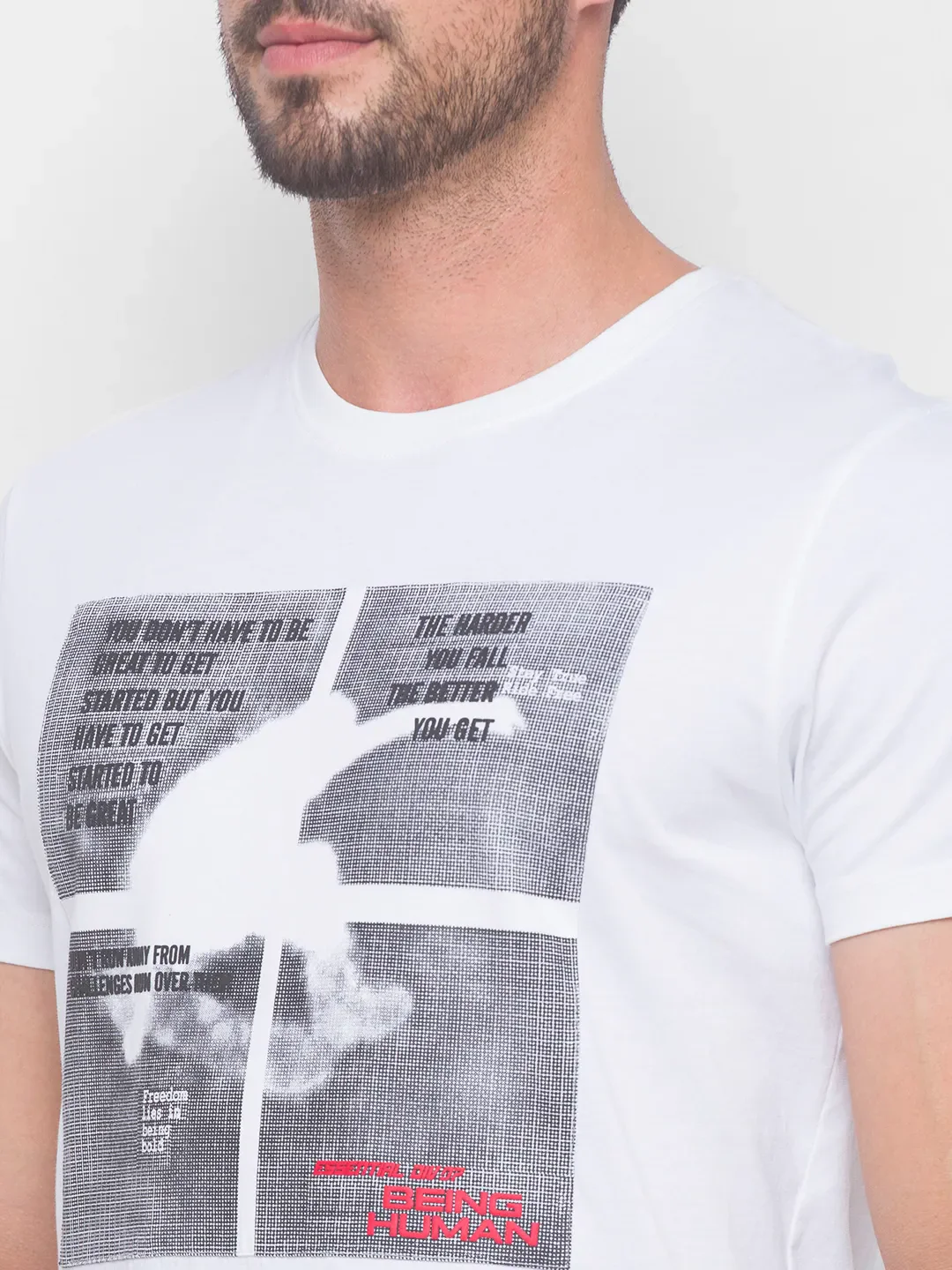 White Regular Fit Round Neck Men's T-Shirt by Being Human Clothing - Image 2