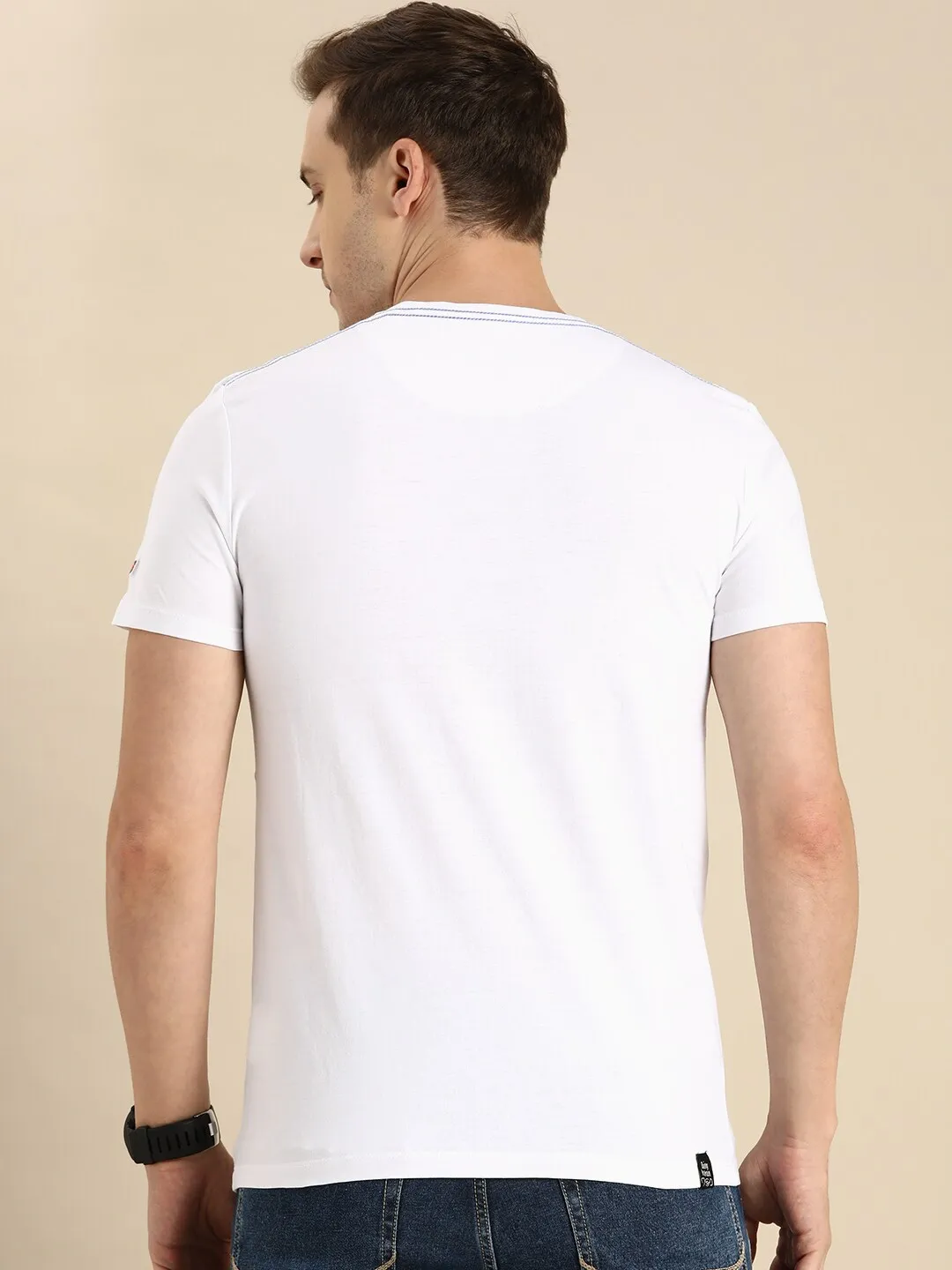 White Regular Fit Men's Short Sleeves T-Shirt by Being Human Clothing - Image 3