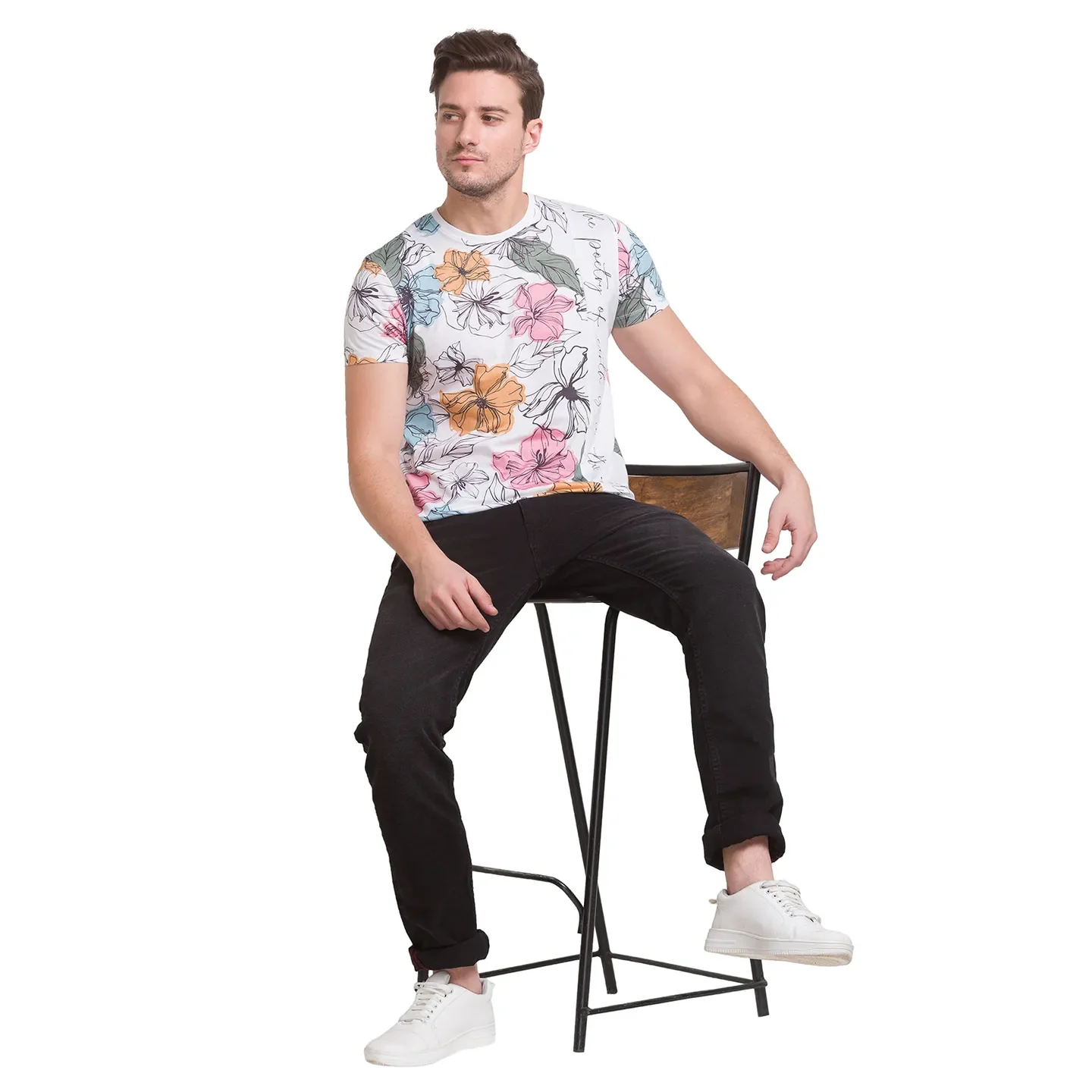 White Regular Fit Round Neck Men's T-Shirt by Being Human Clothing - Image 8