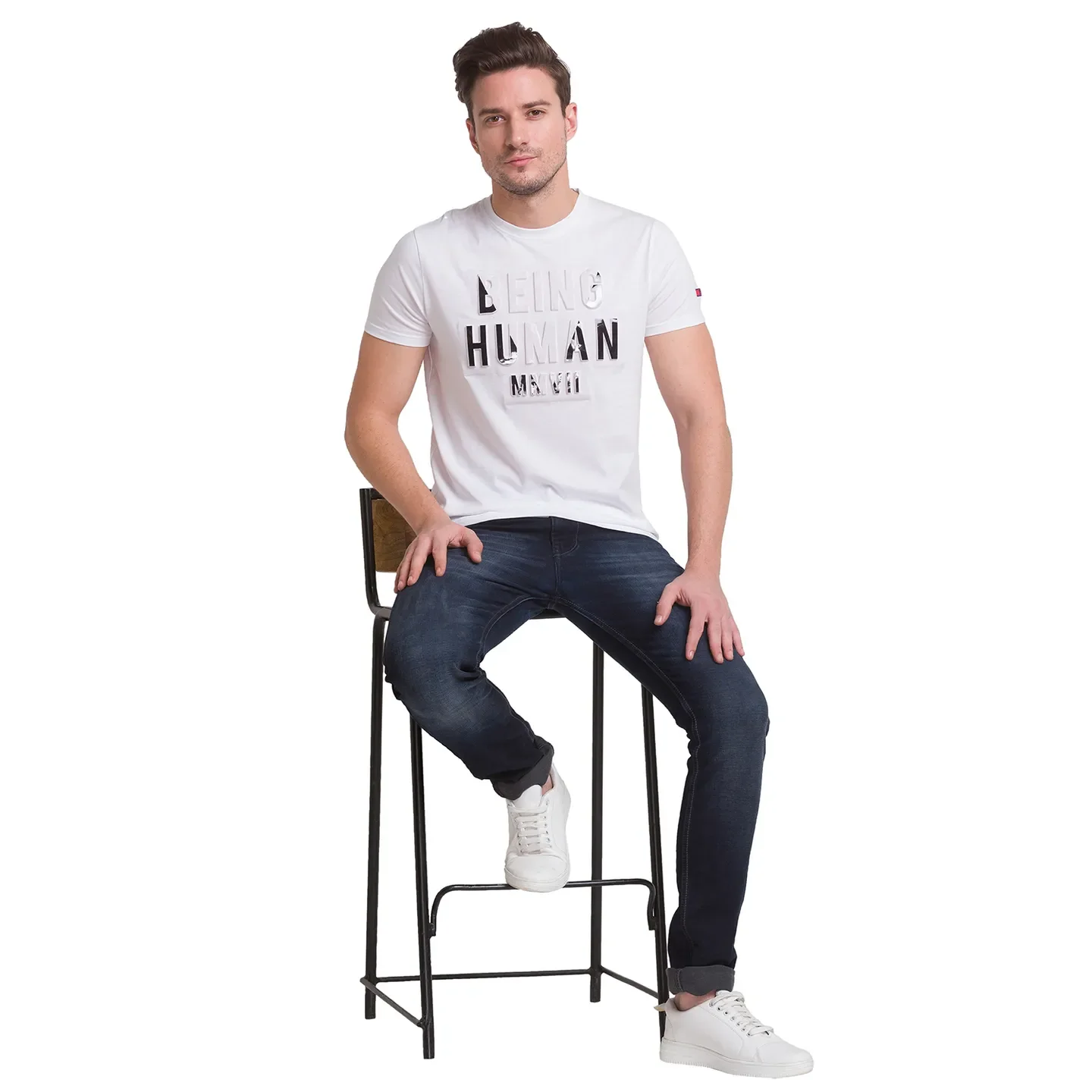 White Regular Fit Men's Short Sleeves T-Shirt by Being Human Clothing - Image 8