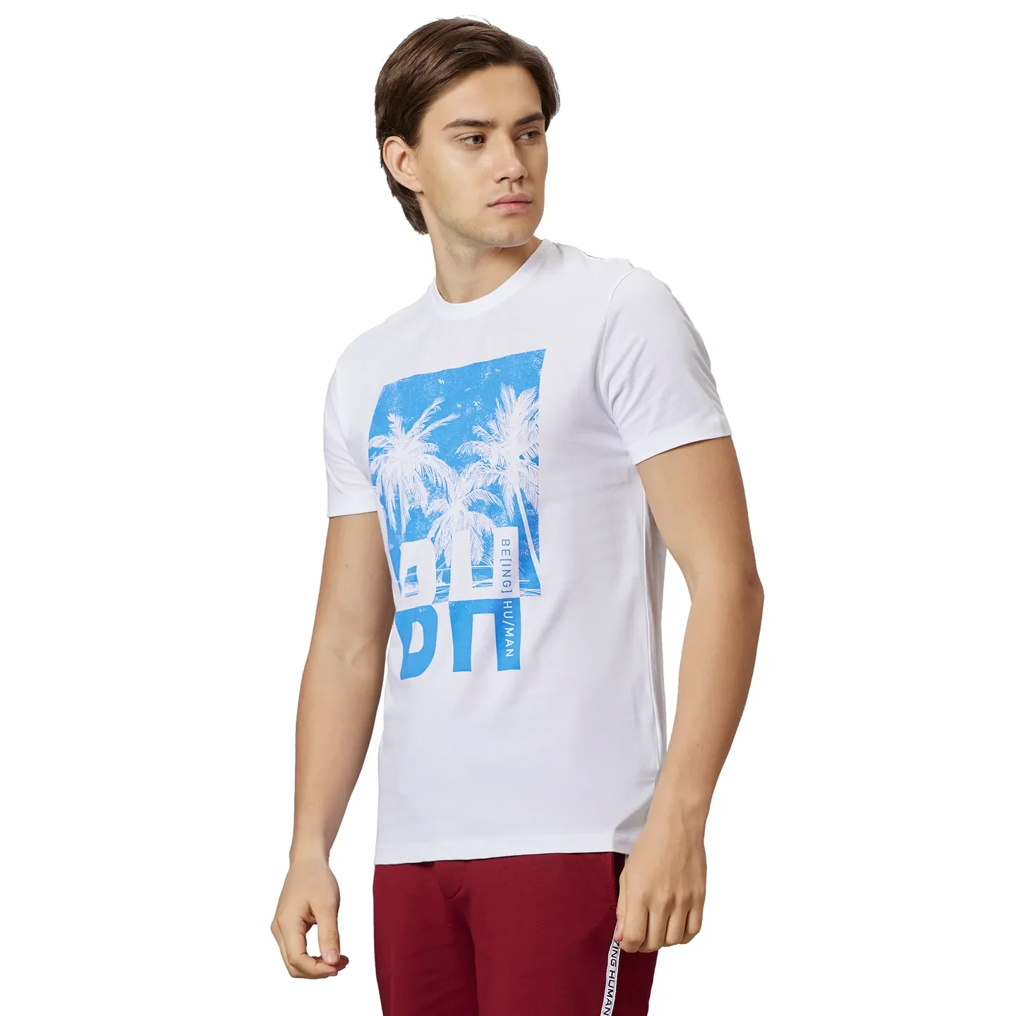 White Regular Fit Round Neck Men's T-Shirt by Being Human Clothing - Image 3