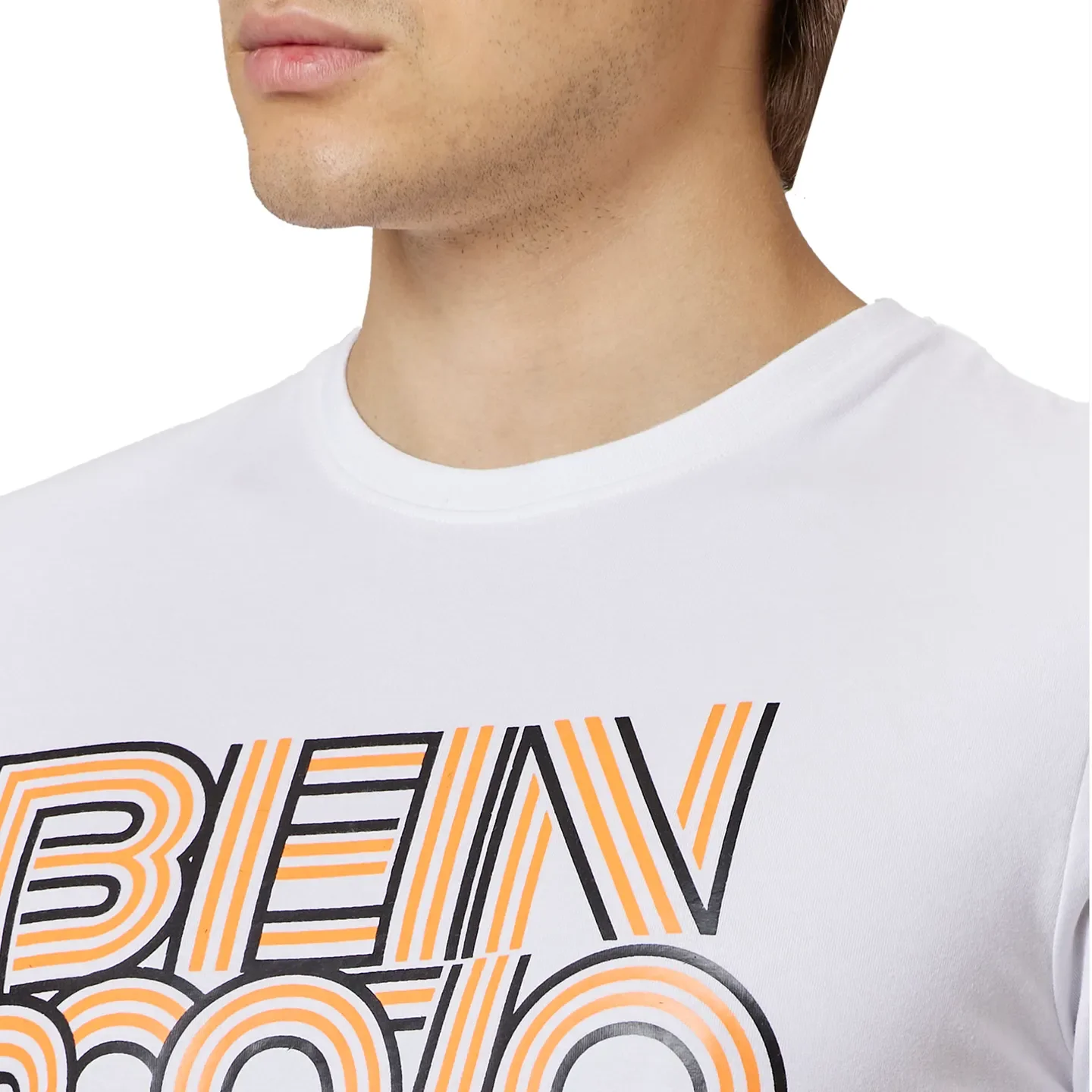 White Regular Fit Round Neck Men's T-Shirt by Being Human Clothing - Image 4