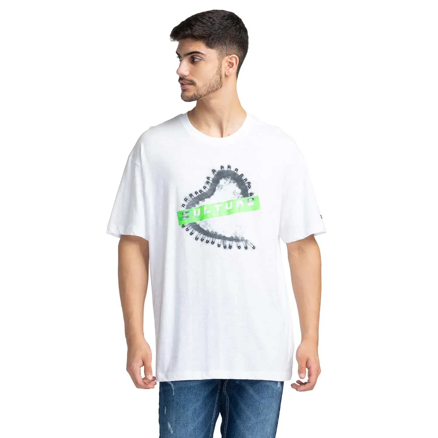 White Regular Fit Round Neck Men's T-Shirt by Being Human Clothing