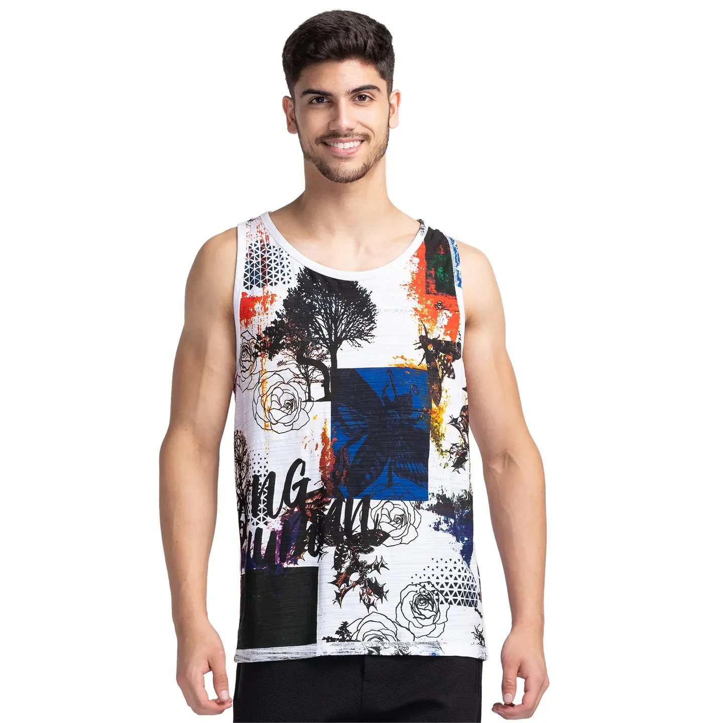 White Regular Fit Round Neck Men's T-Shirt by Being Human Clothing