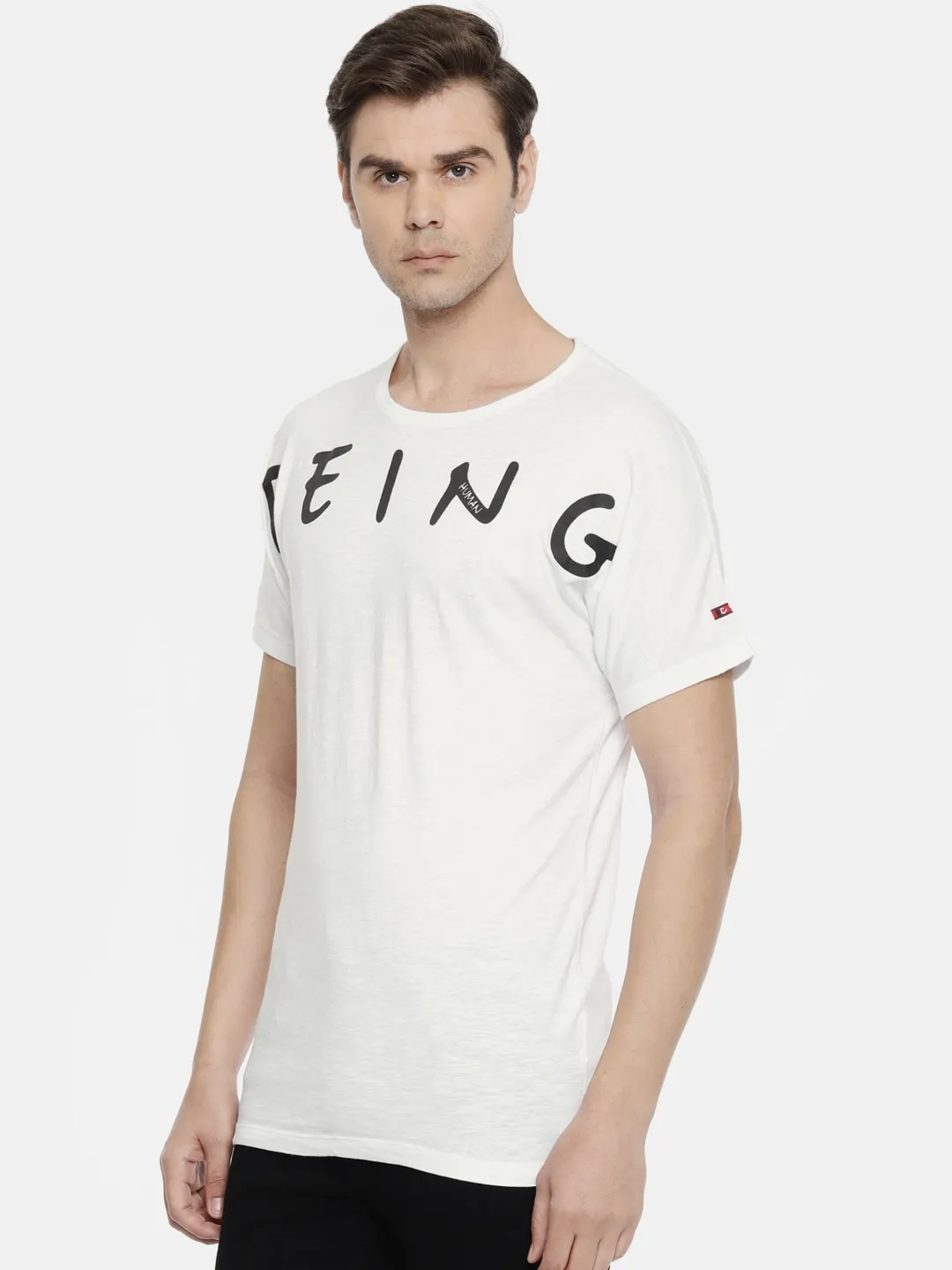 White Regular Fit Men's Short Sleeves T-Shirt by Being Human Clothing - Image 2