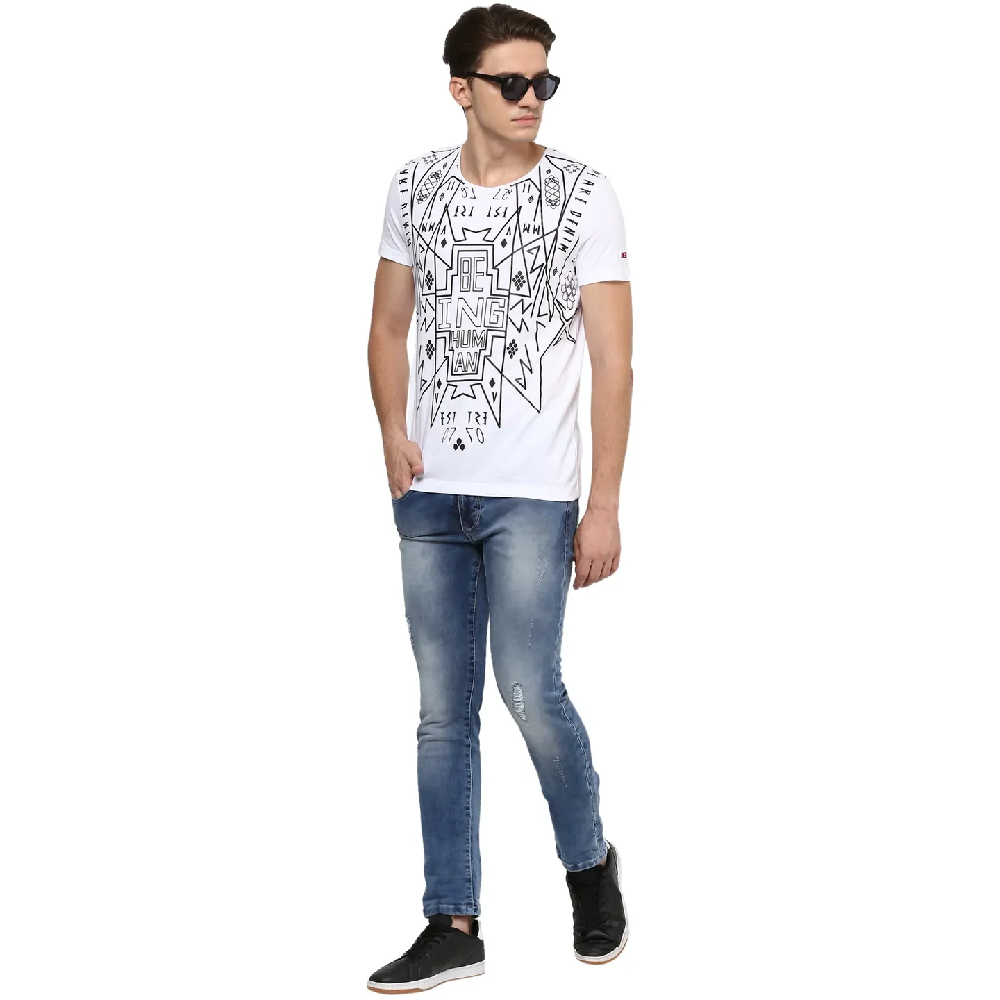White Regular Fit Men's Short Sleeves T-Shirt by Being Human Clothing - Image 5