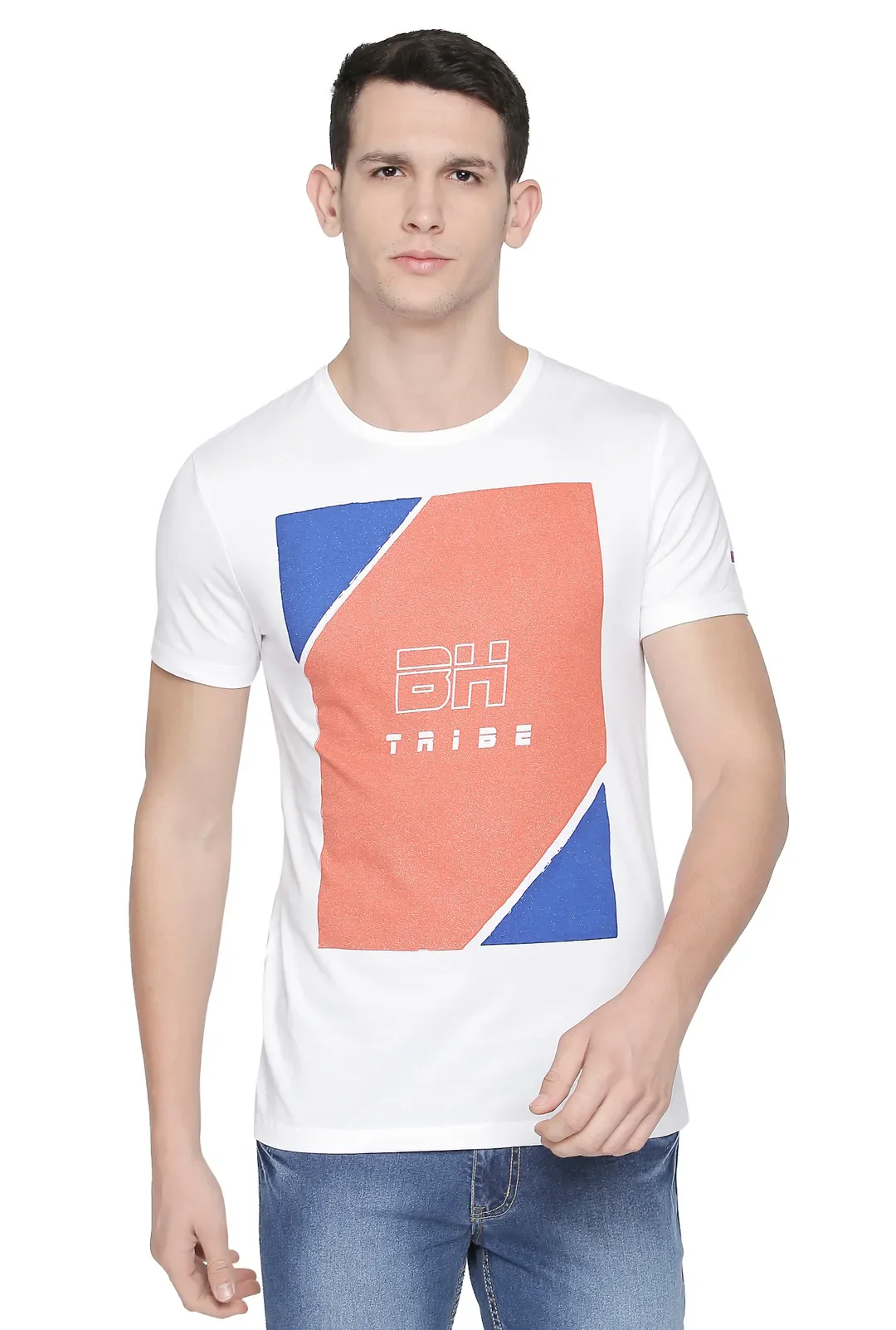 White Regular Fit Men's Short Sleeves T-Shirt by Being Human Clothing