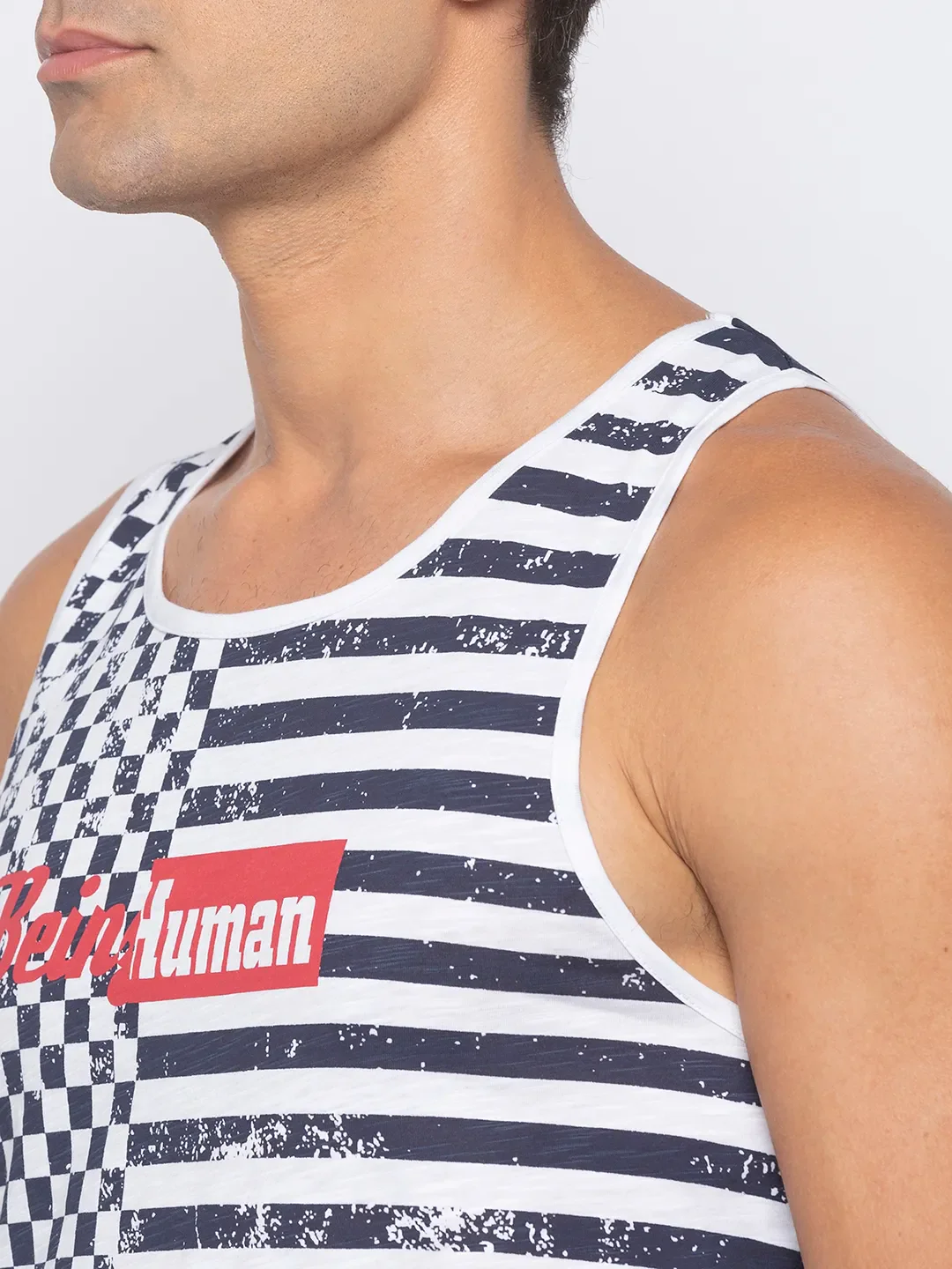 White Regular Fit Men's Sleevesles T-Shirt by Being Human Clothing - Image 4