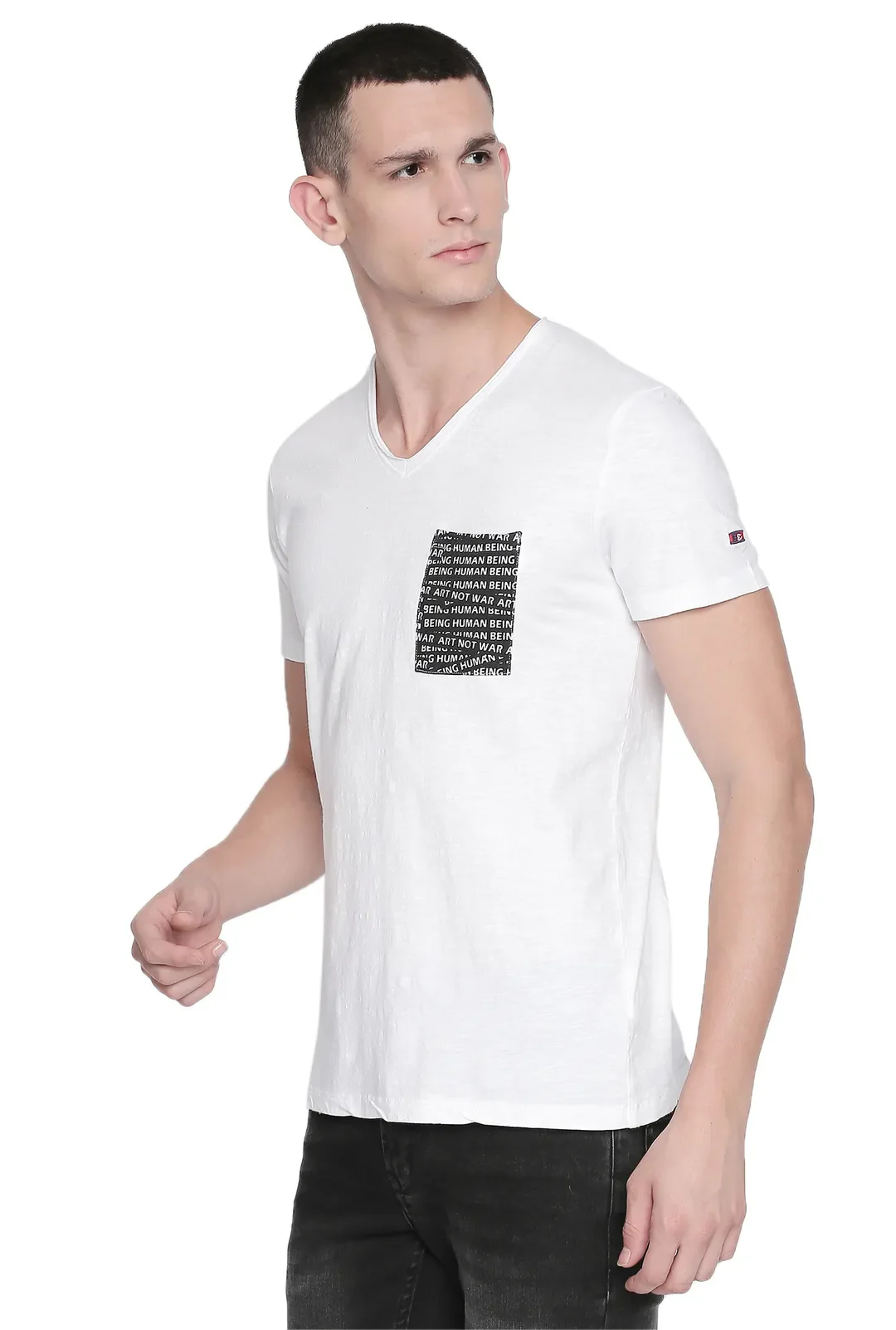 White Regular Fit Men's Short Sleeves T-Shirt by Being Human Clothing - Image 2