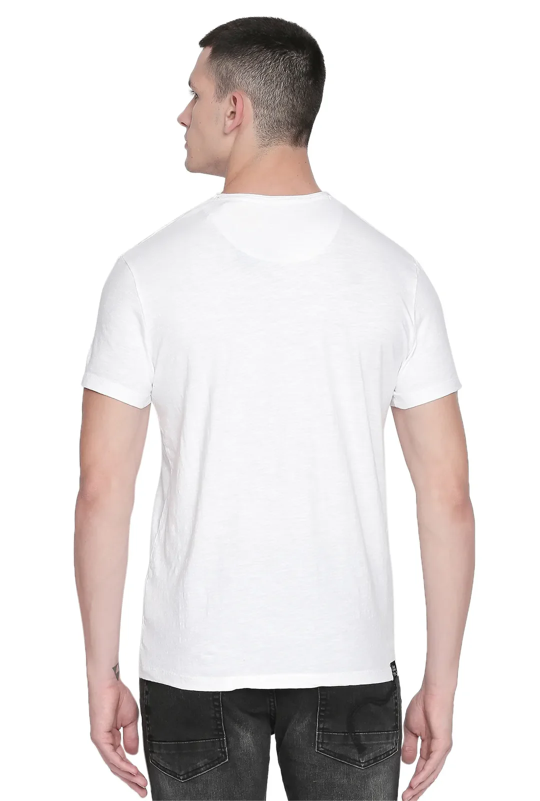 White Regular Fit Men's Short Sleeves T-Shirt by Being Human Clothing - Image 3