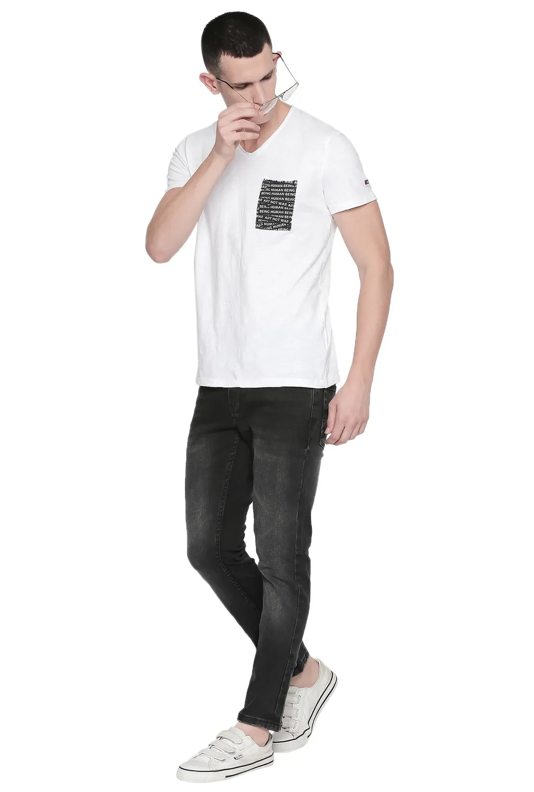 White Regular Fit Men's Short Sleeves T-Shirt by Being Human Clothing - Image 5