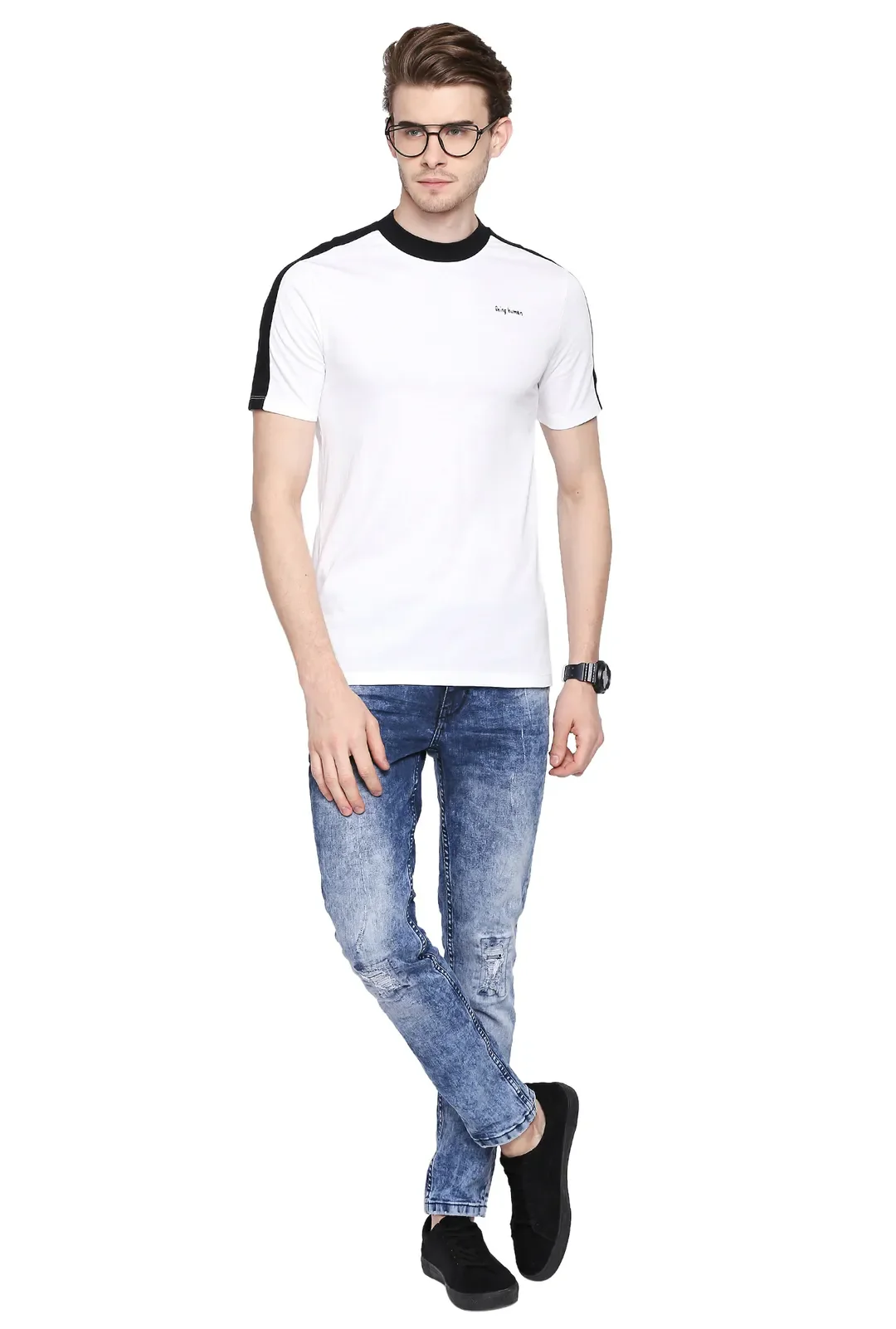 White Regular Fit Men's Short Sleeves T-Shirt by Being Human Clothing - Image 5