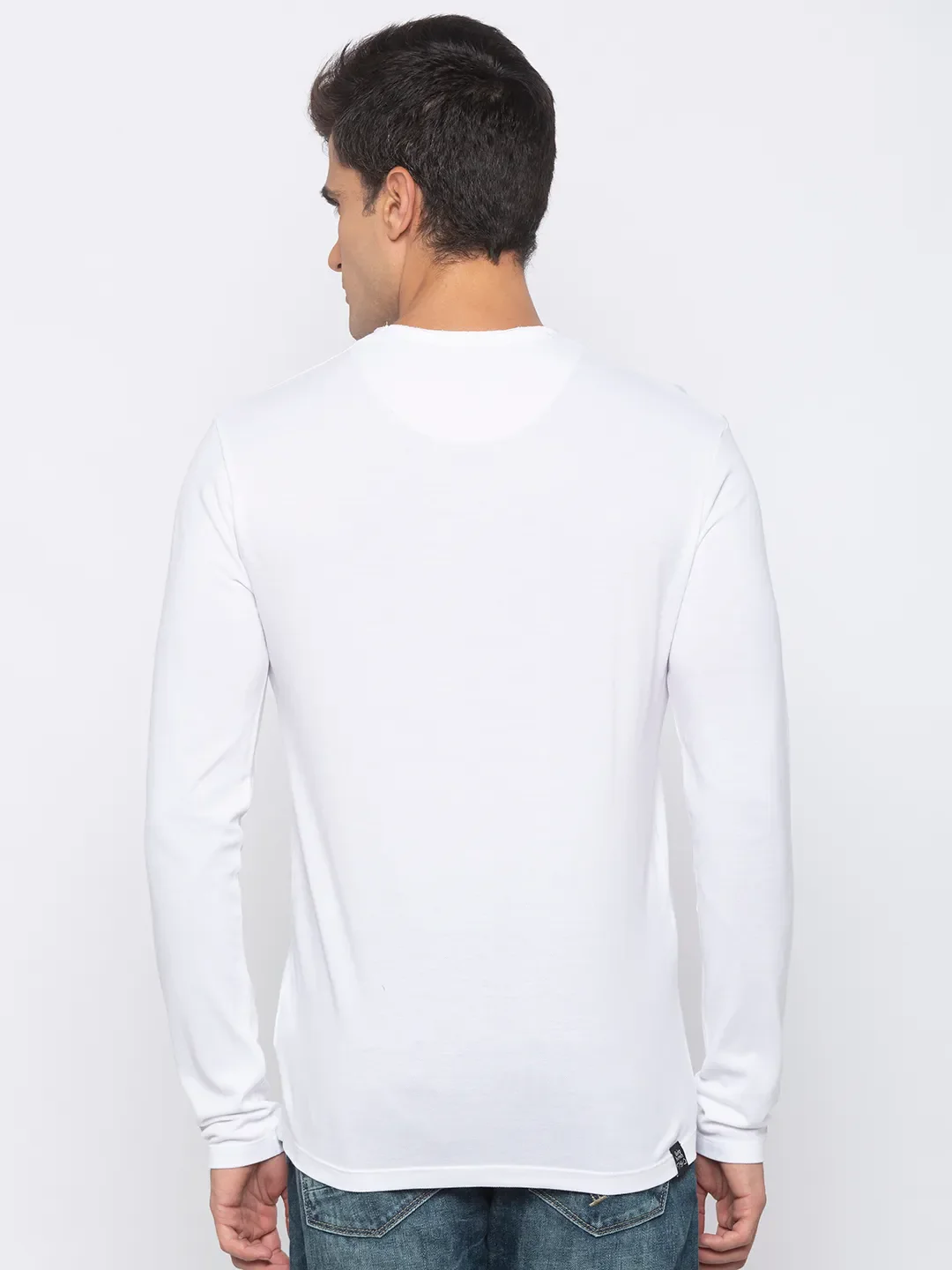 White Regular Fit Men's Long Sleeves T-Shirt by Being Human Clothing - Image 3