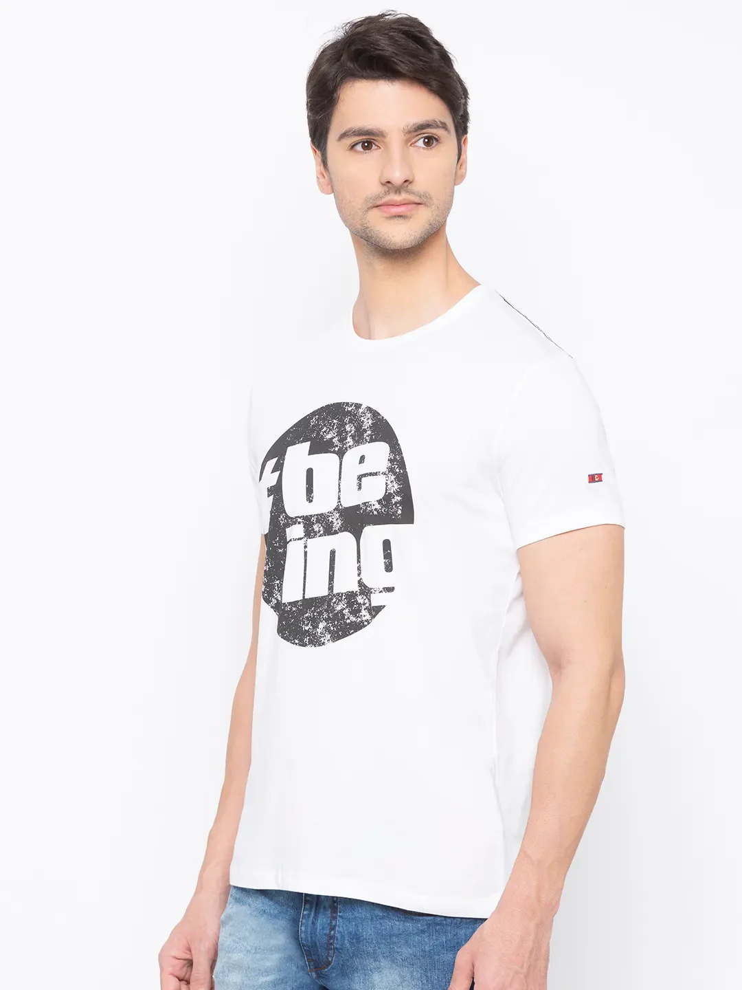 White Regular Fit Men's Short Sleeves T-Shirt by Being Human Clothing - Image 2