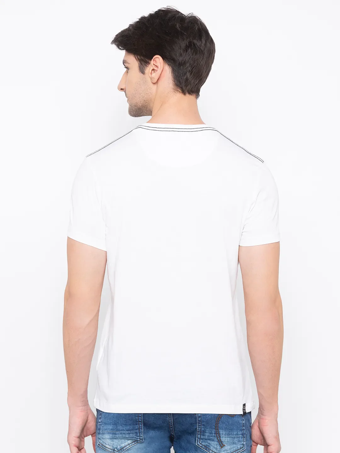 White Regular Fit Men's Short Sleeves T-Shirt by Being Human Clothing - Image 3