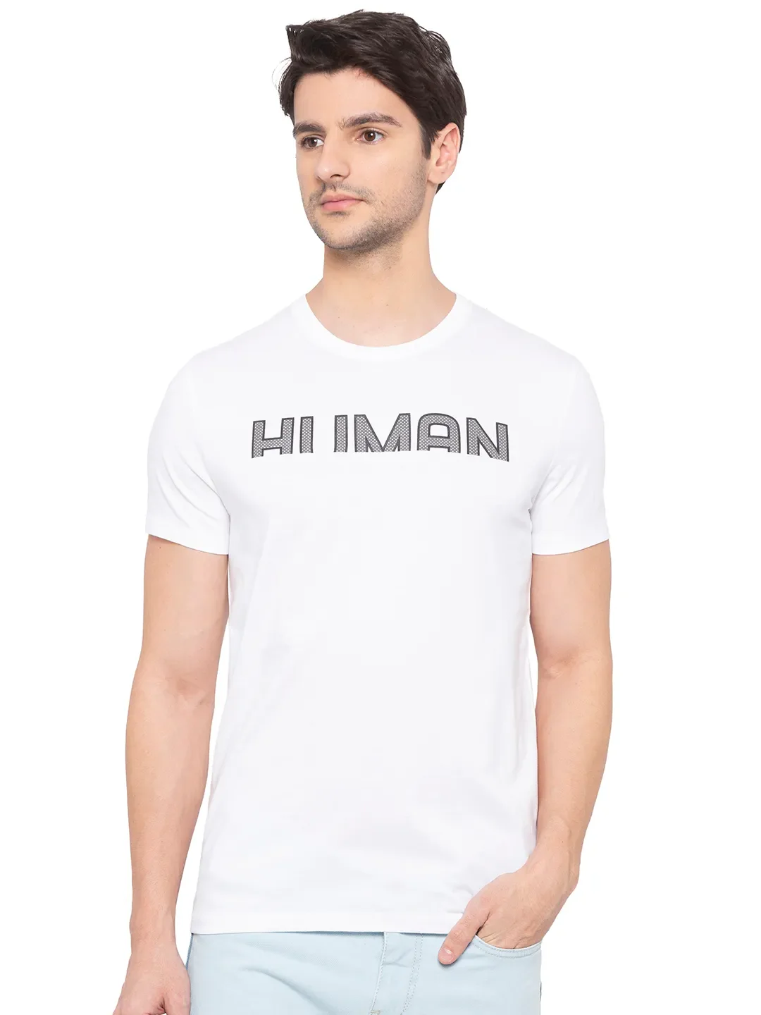 White Regular Fit Men's Short Sleeves T-Shirt by Being Human Clothing