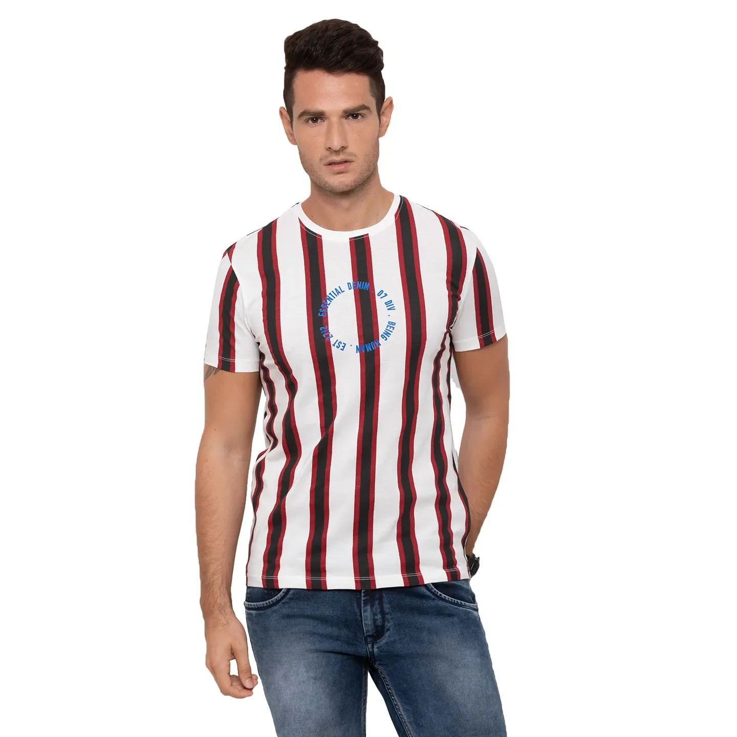 White Regular Fit Men's Short Sleeves T-Shirt by Being Human Clothing - Image 5