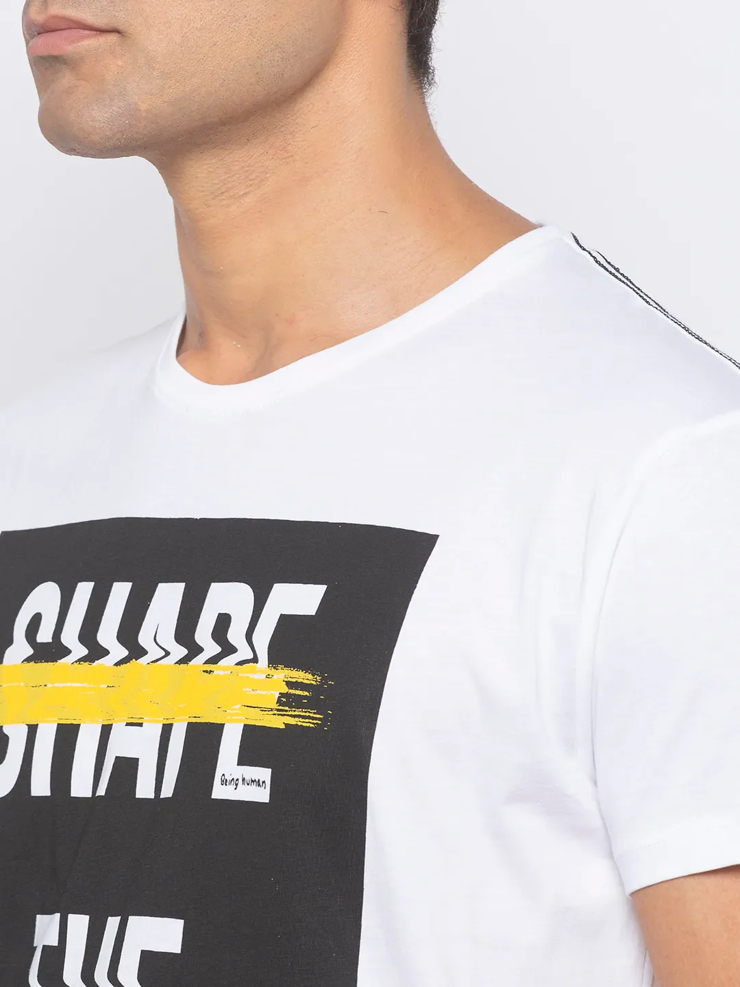 White Regular Fit Men's Short Sleeves T-Shirt by Being Human Clothing - Image 4