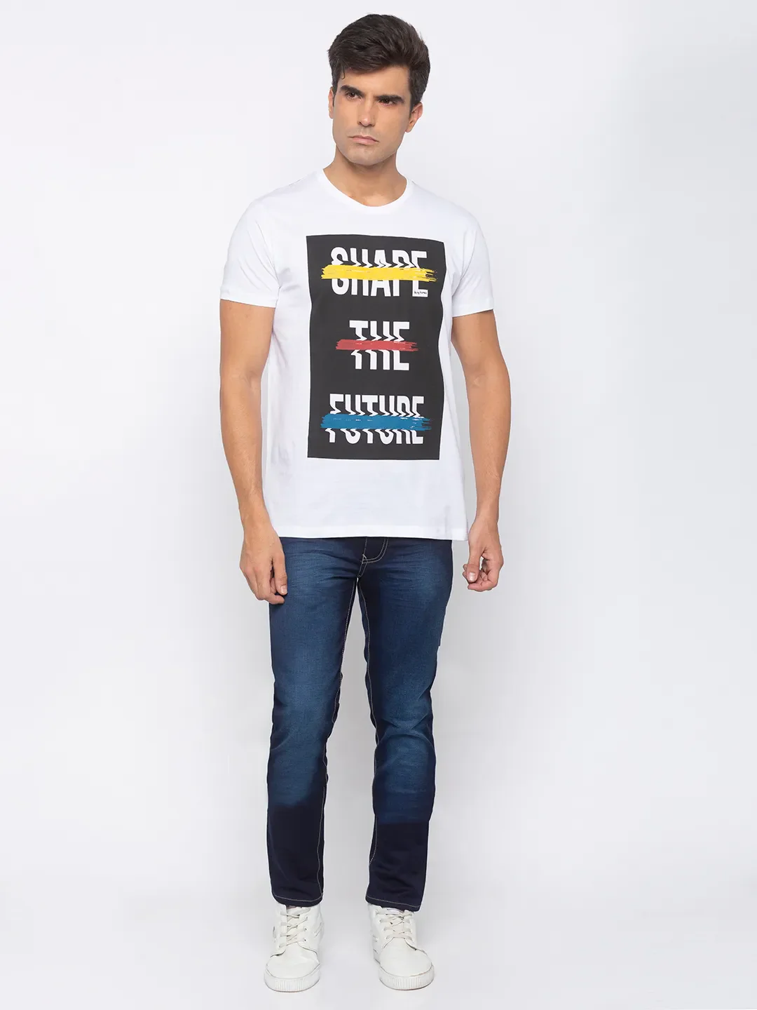 White Regular Fit Men's Short Sleeves T-Shirt by Being Human Clothing - Image 5
