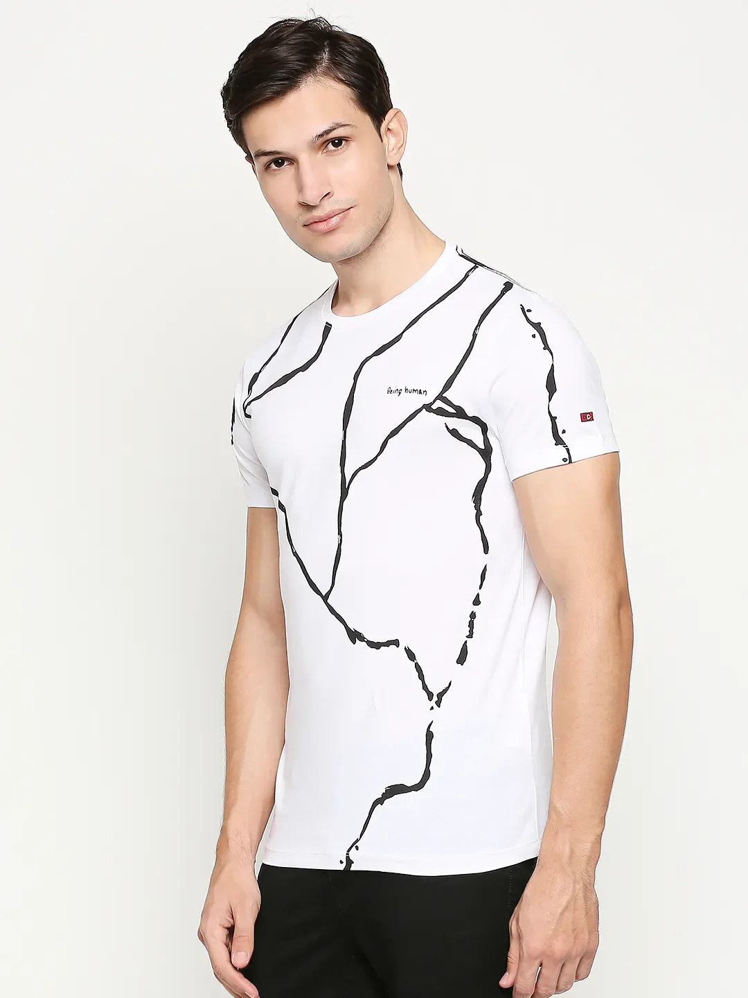 White Regular Fit Men's Short Sleeves T-Shirt by Being Human Clothing - Image 2