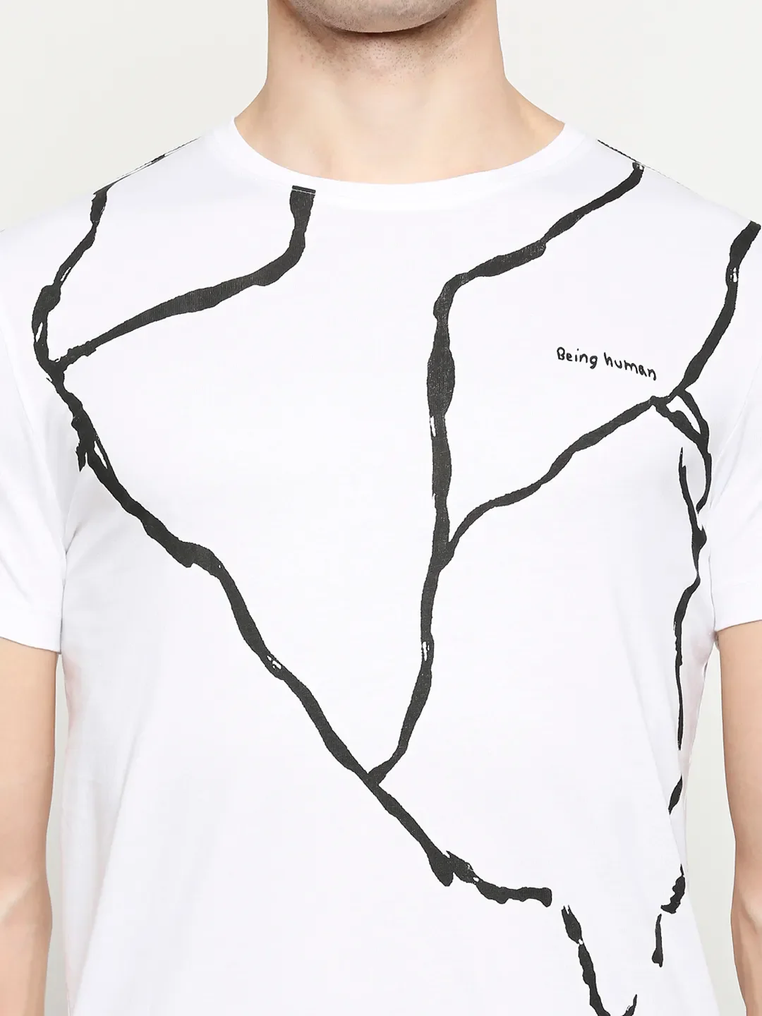 White Regular Fit Men's Short Sleeves T-Shirt by Being Human Clothing - Image 4