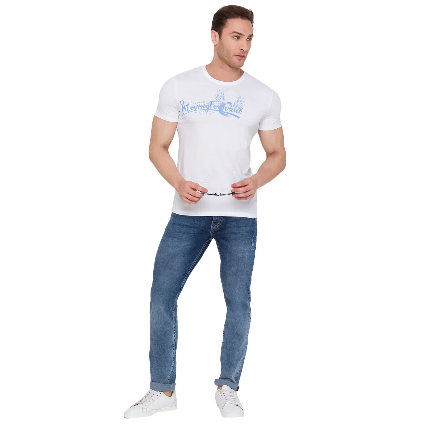White Regular Fit Men's Short Sleeves T-Shirt by Being Human Clothing - Image 6