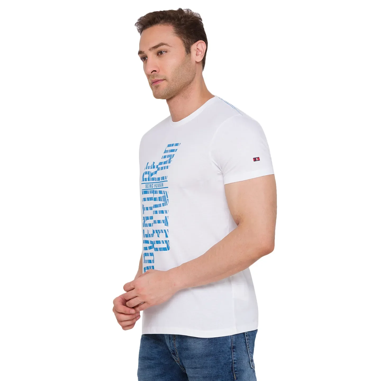 White Regular Fit Men's Short Sleeves T-Shirt by Being Human Clothing - Image 2