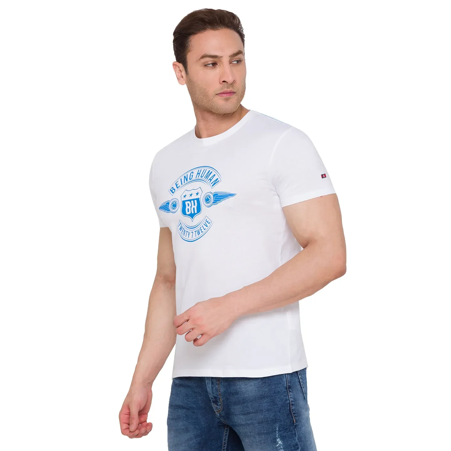 White Regular Fit Men's Short Sleeves T-Shirt by Being Human Clothing - Image 2