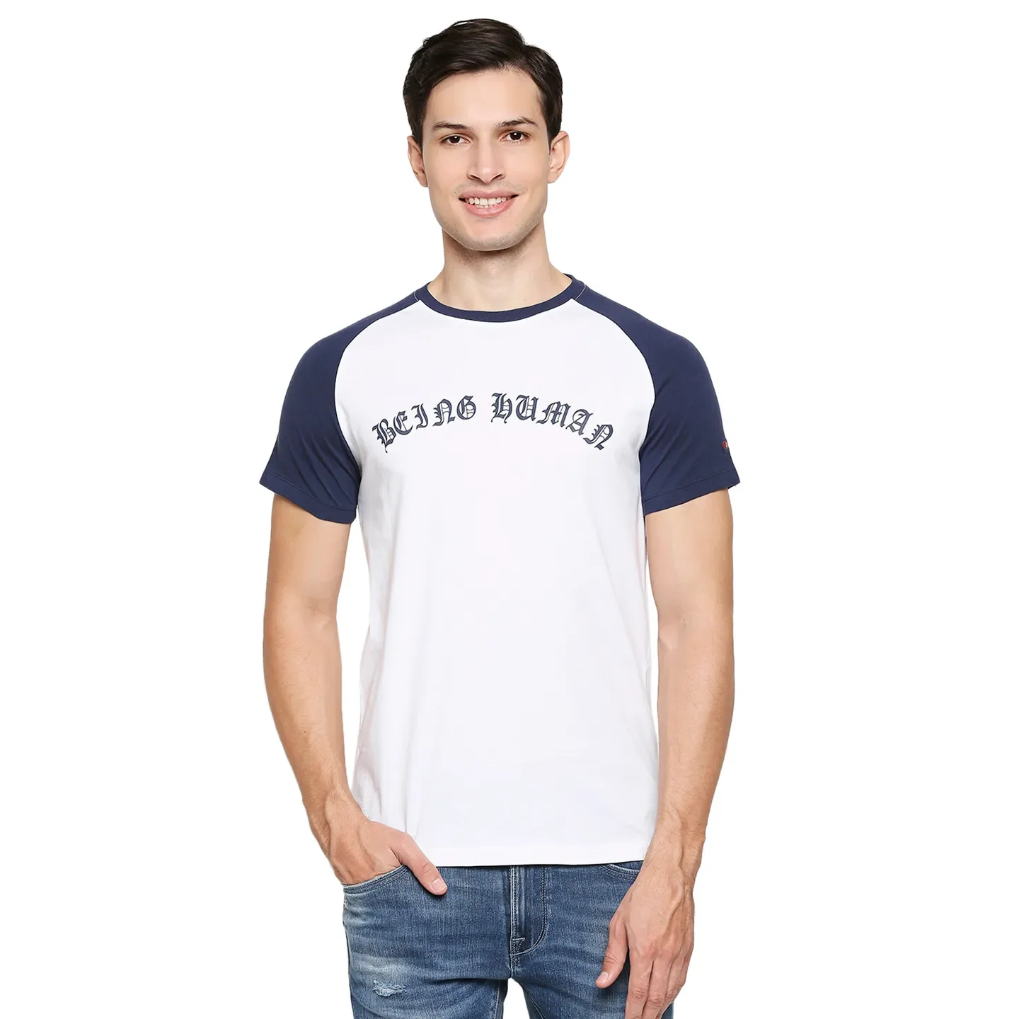 White Regular Fit Men's Short Sleeves T-Shirt by Being Human Clothing