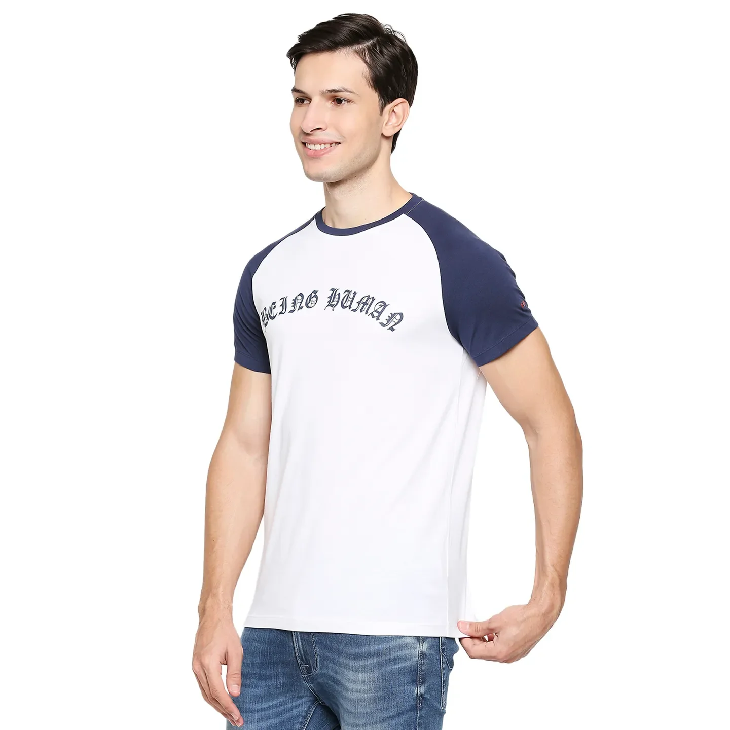 White Regular Fit Men's Short Sleeves T-Shirt by Being Human Clothing - Image 2