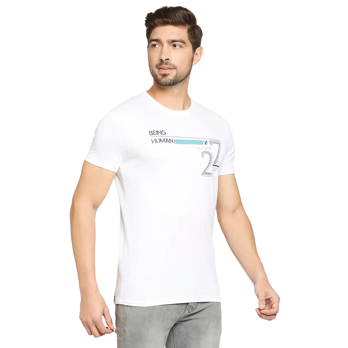 White Regular Fit Men's Short Sleeves T-Shirt by Being Human Clothing - Image 2