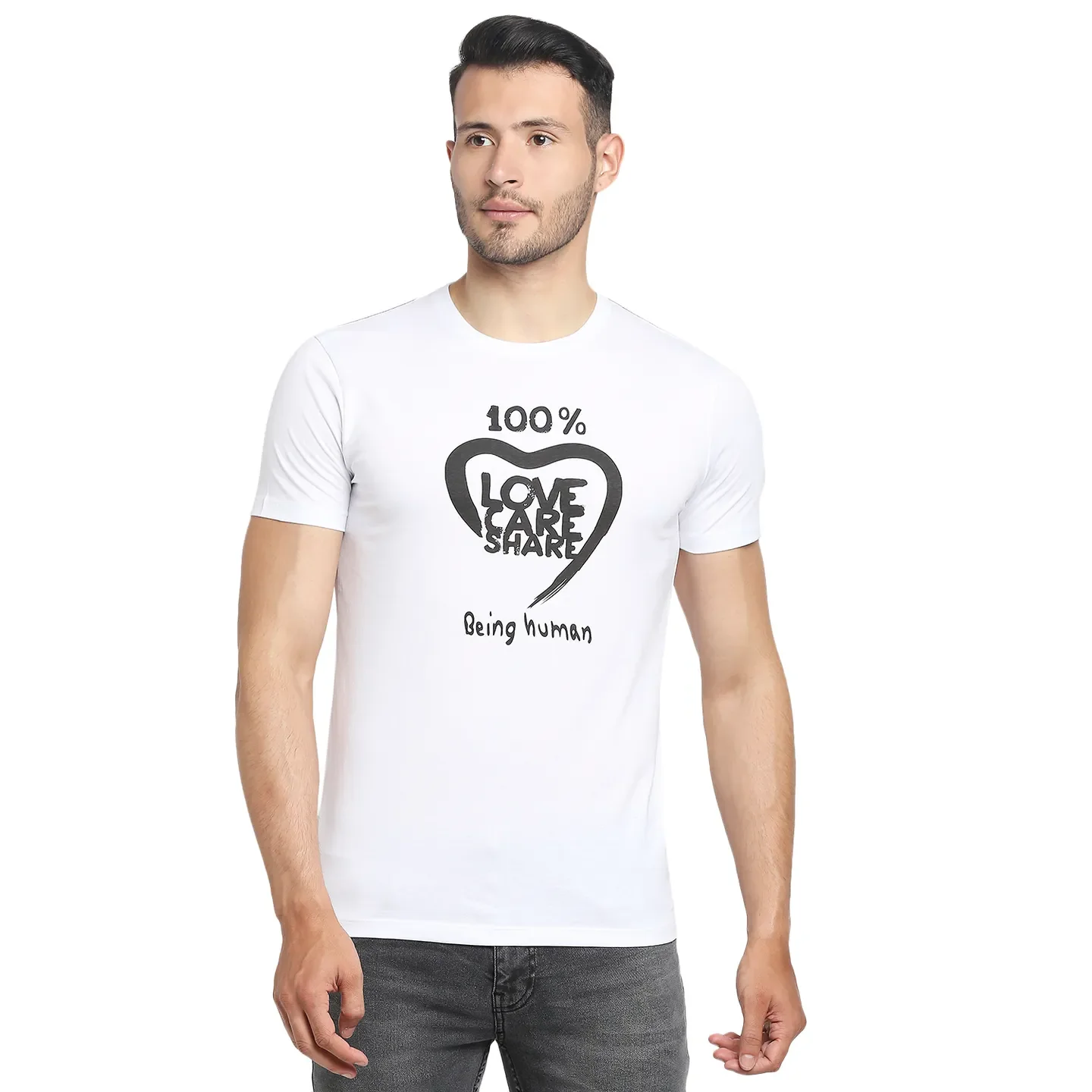 White Regular Fit Men's Short Sleeves T-Shirt by Being Human Clothing - Image 6