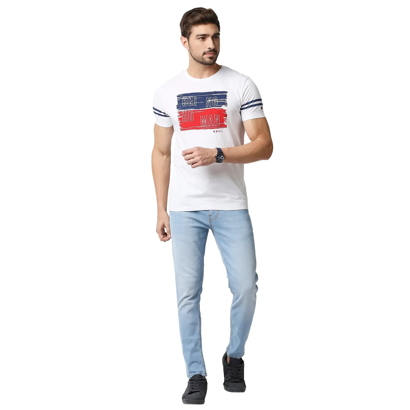 White Regular Fit Men's Short Sleeves T-Shirt by Being Human Clothing - Image 6