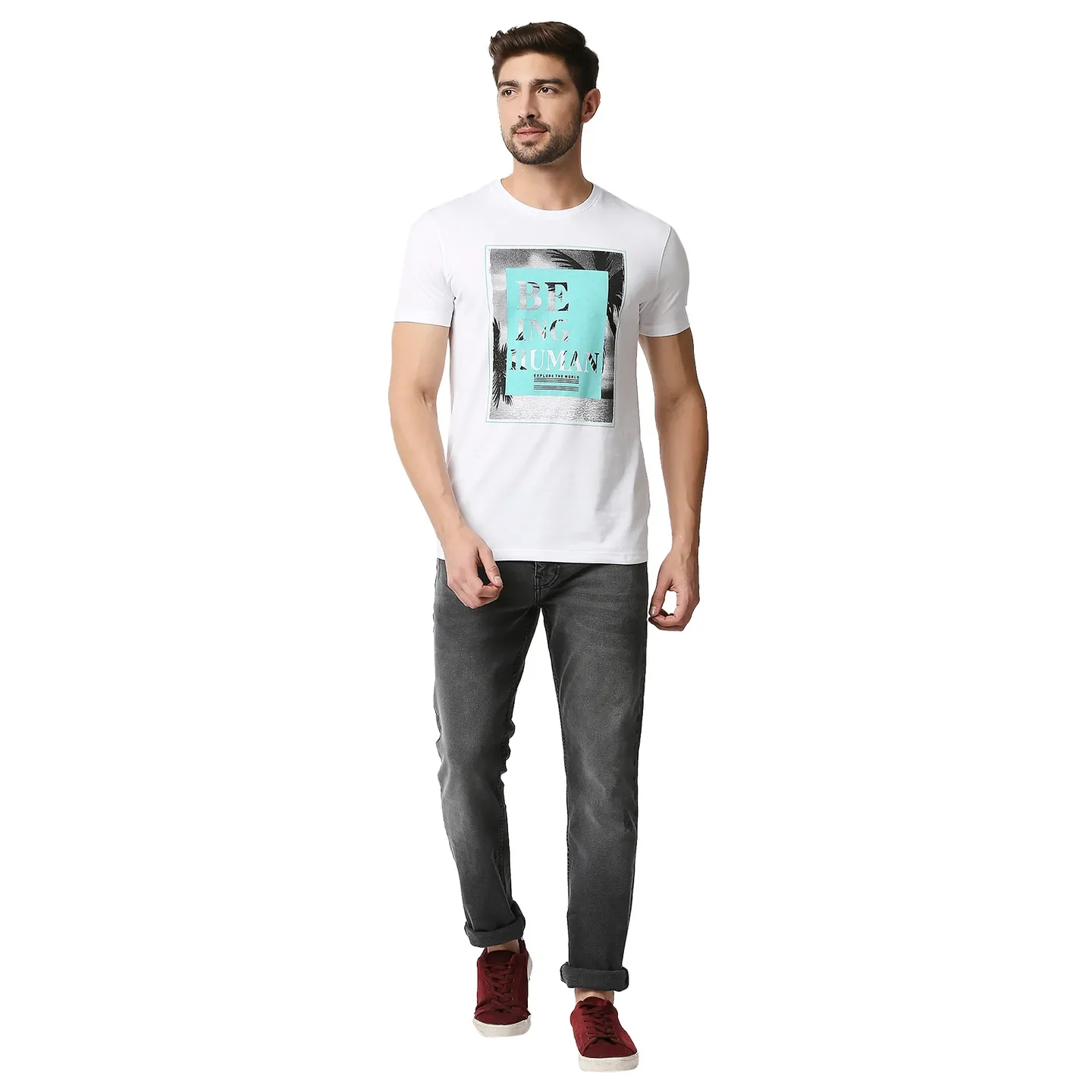 White Regular Fit Men's Short Sleeves T-Shirt by Being Human Clothing - Image 6