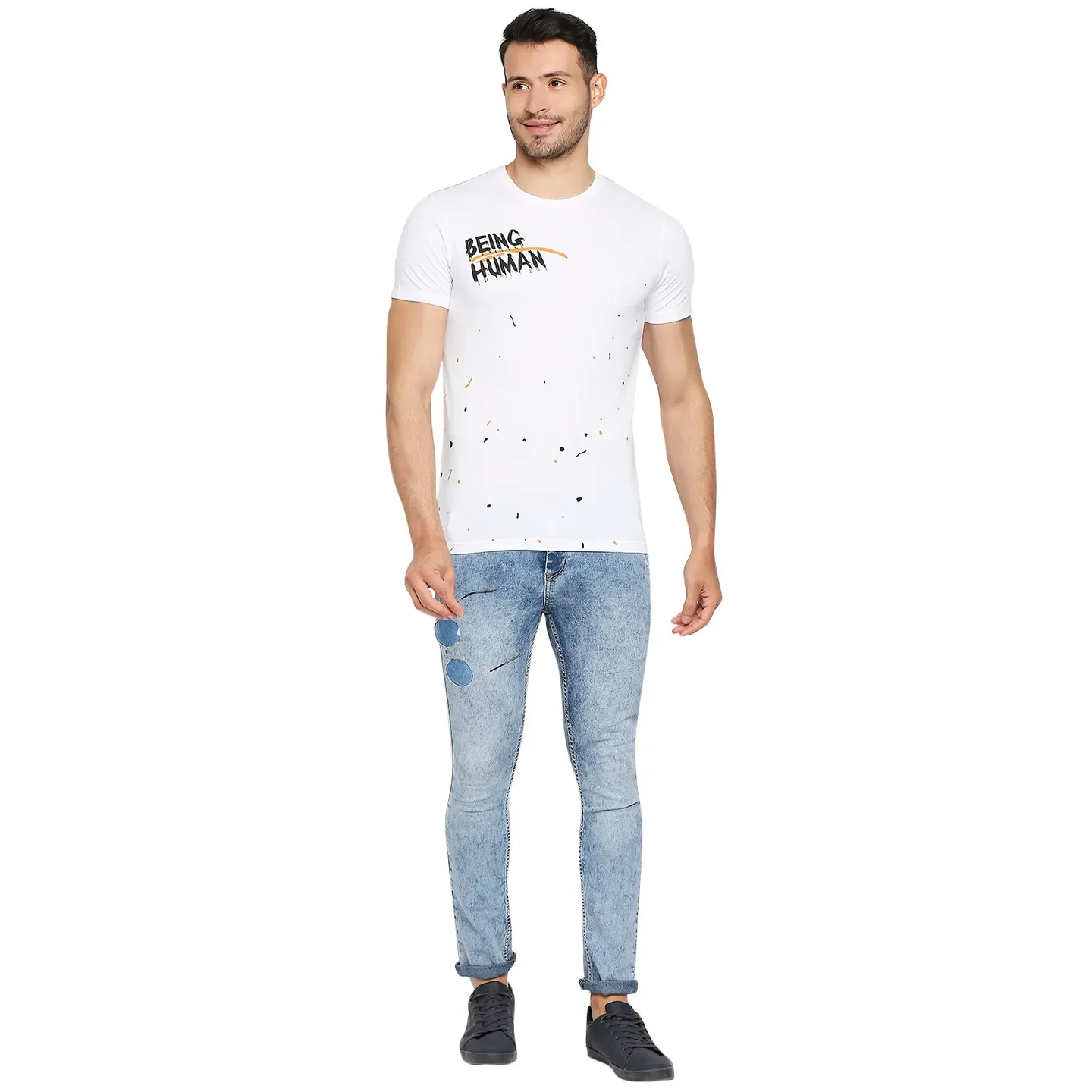 White Regular Fit Men's Short Sleeves T-Shirt by Being Human Clothing - Image 6