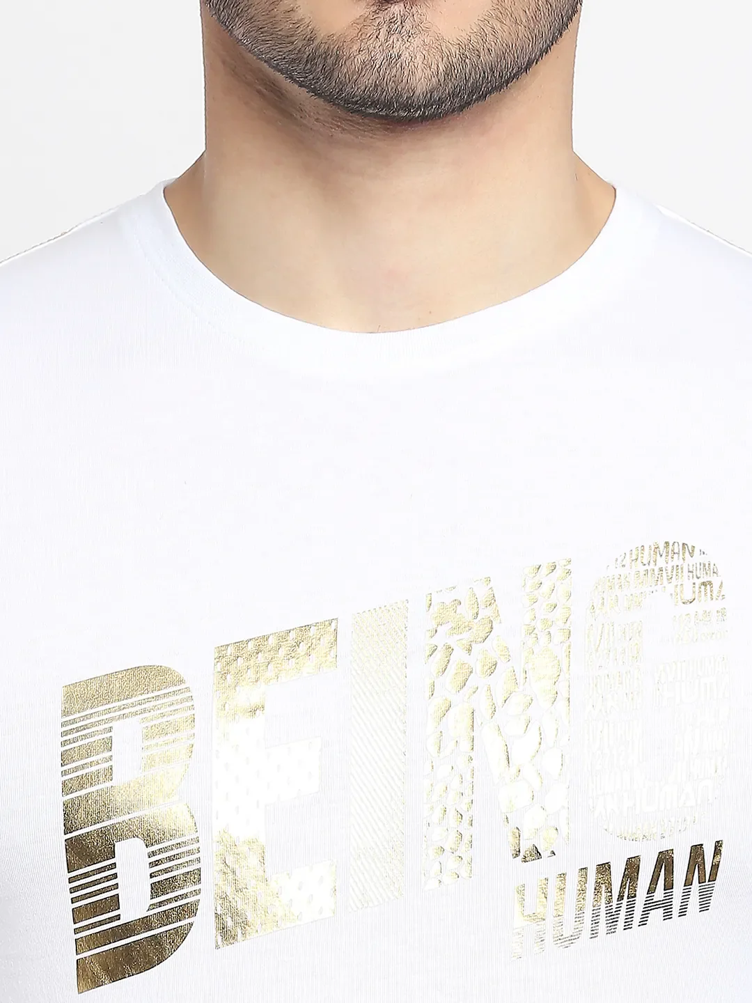White Regular Fit Men's Short Sleeves T-Shirt by Being Human Clothing - Image 2