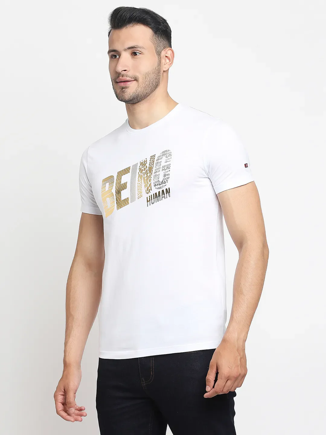 White Regular Fit Men's Short Sleeves T-Shirt by Being Human Clothing - Image 5