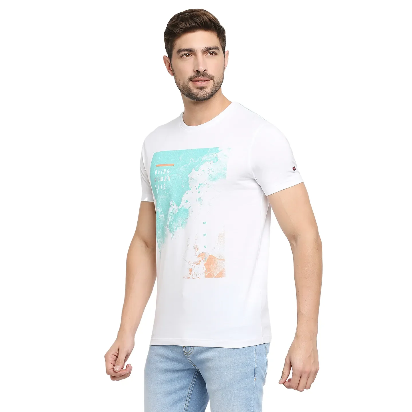 White Regular Fit Men's Short Sleeves T-Shirt by Being Human Clothing - Image 2