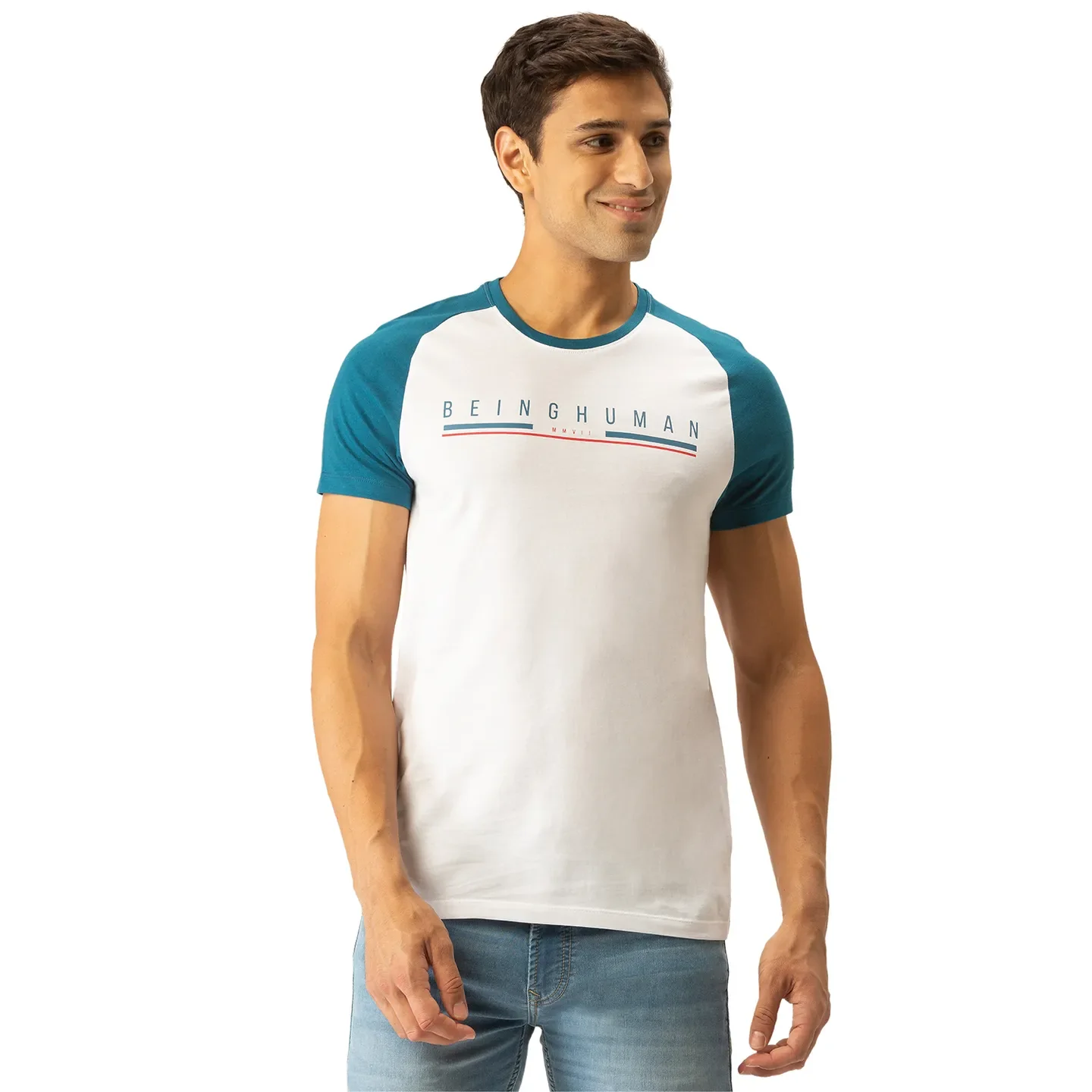 White Regular Fit Men's Short Sleeves T-Shirt by Being Human Clothing