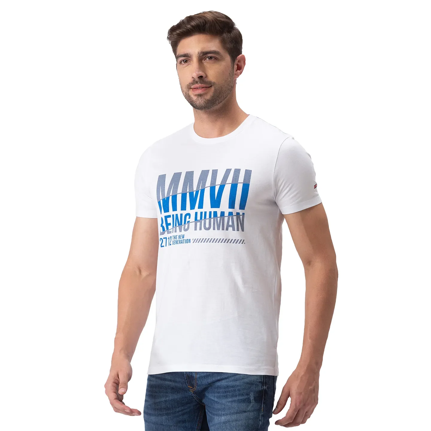 White Regular Fit Men's Short Sleeves T-Shirt by Being Human Clothing - Image 2