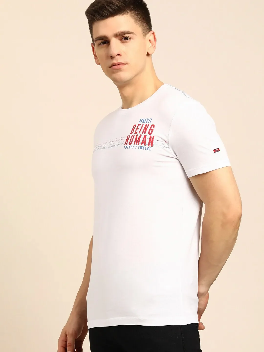White Regular Fit Men's Short Sleeves T-Shirt by Being Human Clothing - Image 7