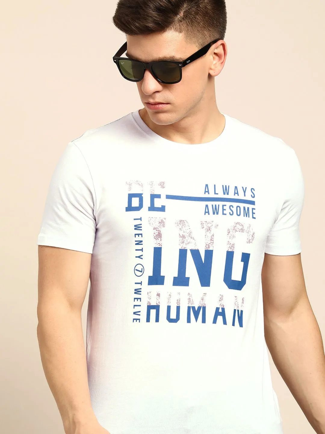 White Regular Fit Men's Short Sleeves T-Shirt by Being Human Clothing - Image 2