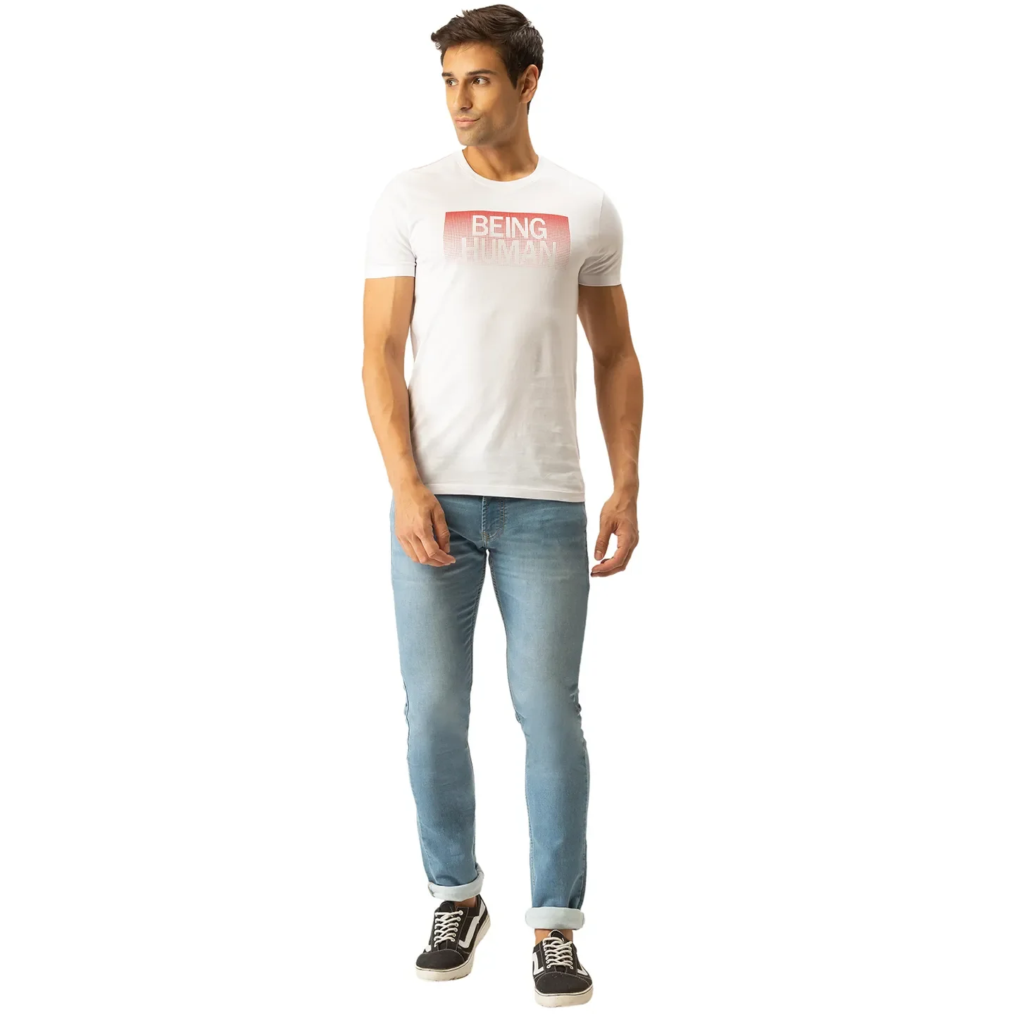 White Regular Fit Men's Short Sleeves T-Shirt by Being Human Clothing - Image 5